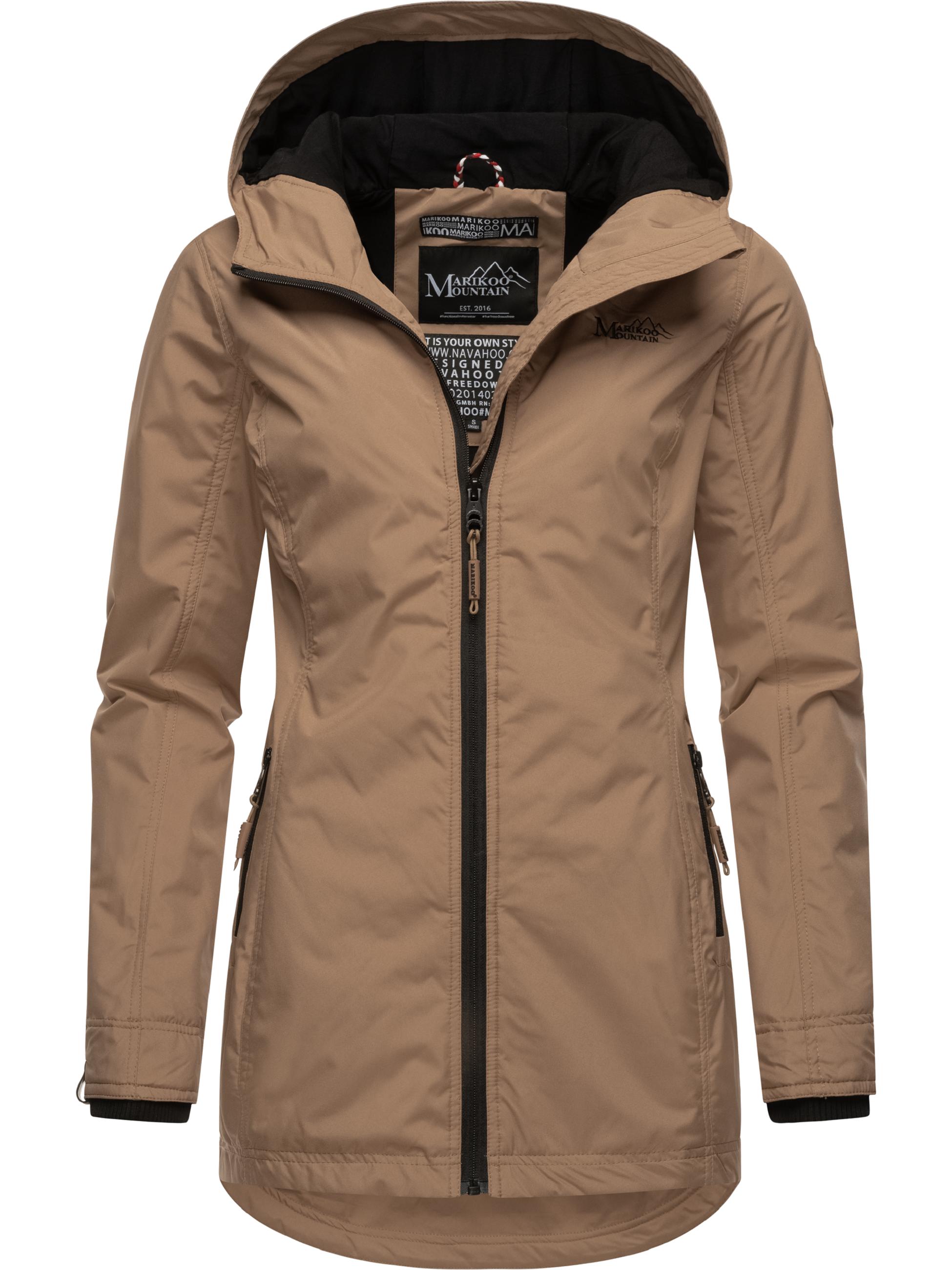 Übergangsjacke Outdoorjacke mit Kapuze Honigbeere Taupe