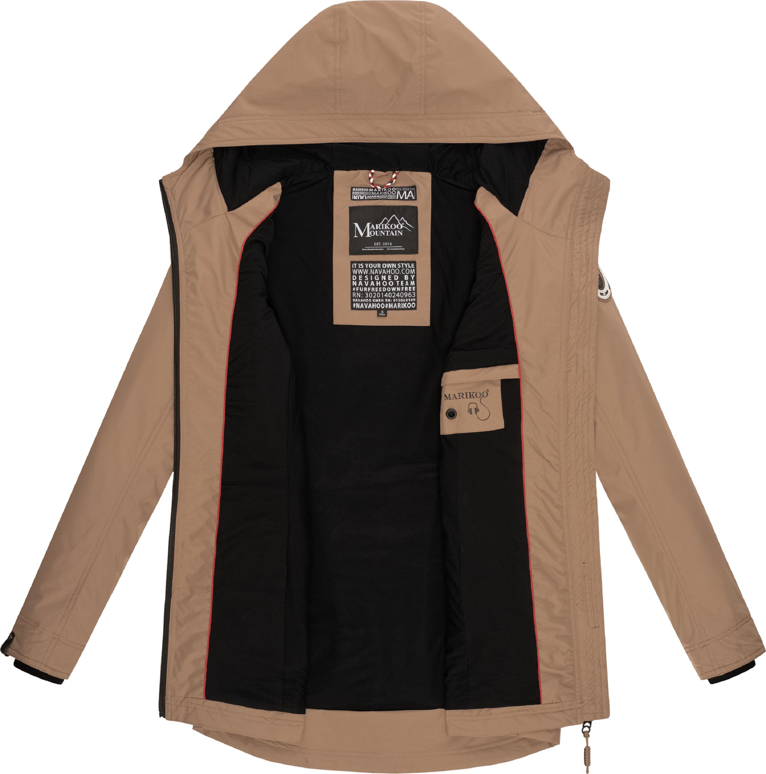 Übergangsjacke Outdoorjacke mit Kapuze Honigbeere Taupe