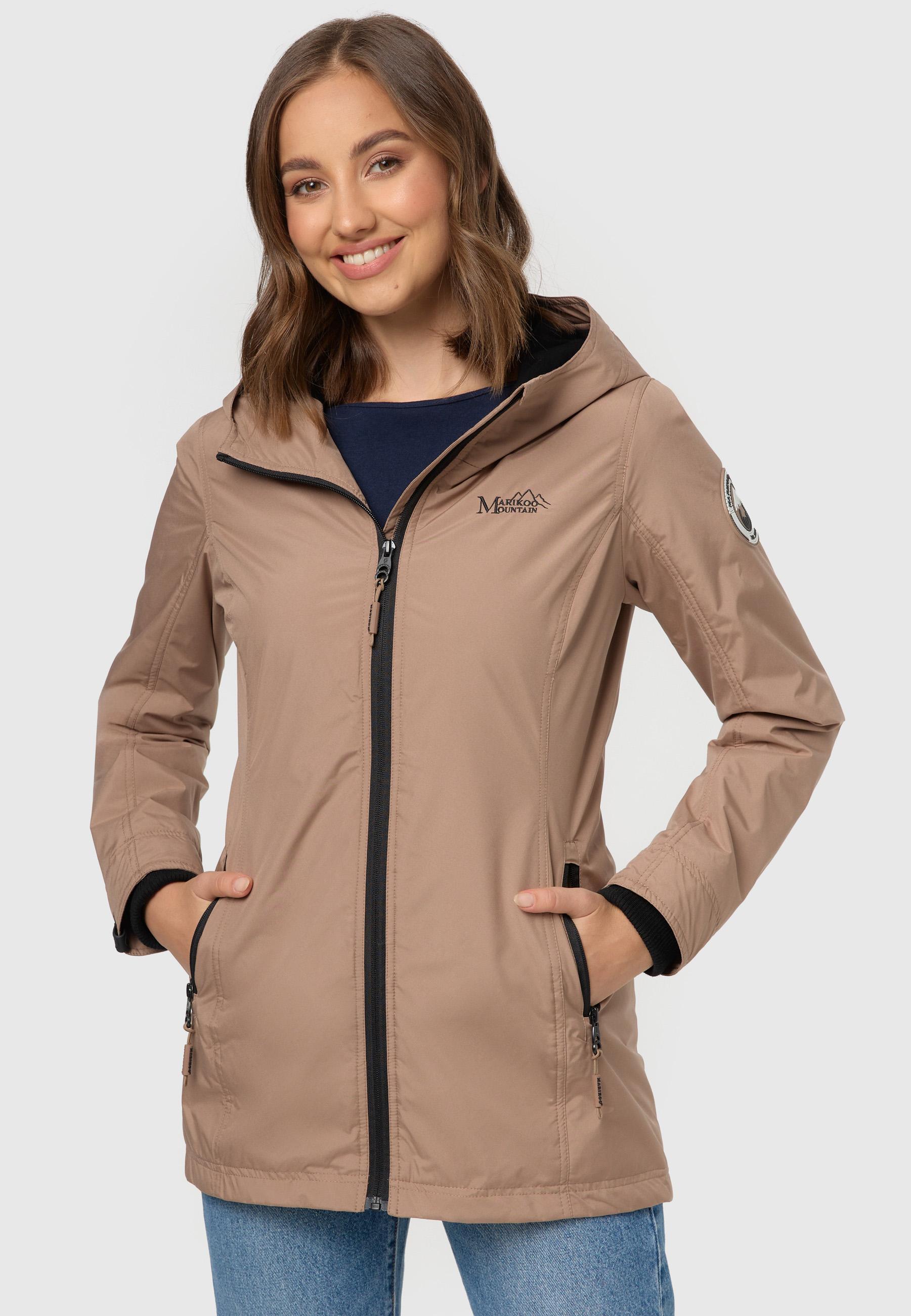 Übergangsjacke Outdoorjacke mit Kapuze Honigbeere Taupe