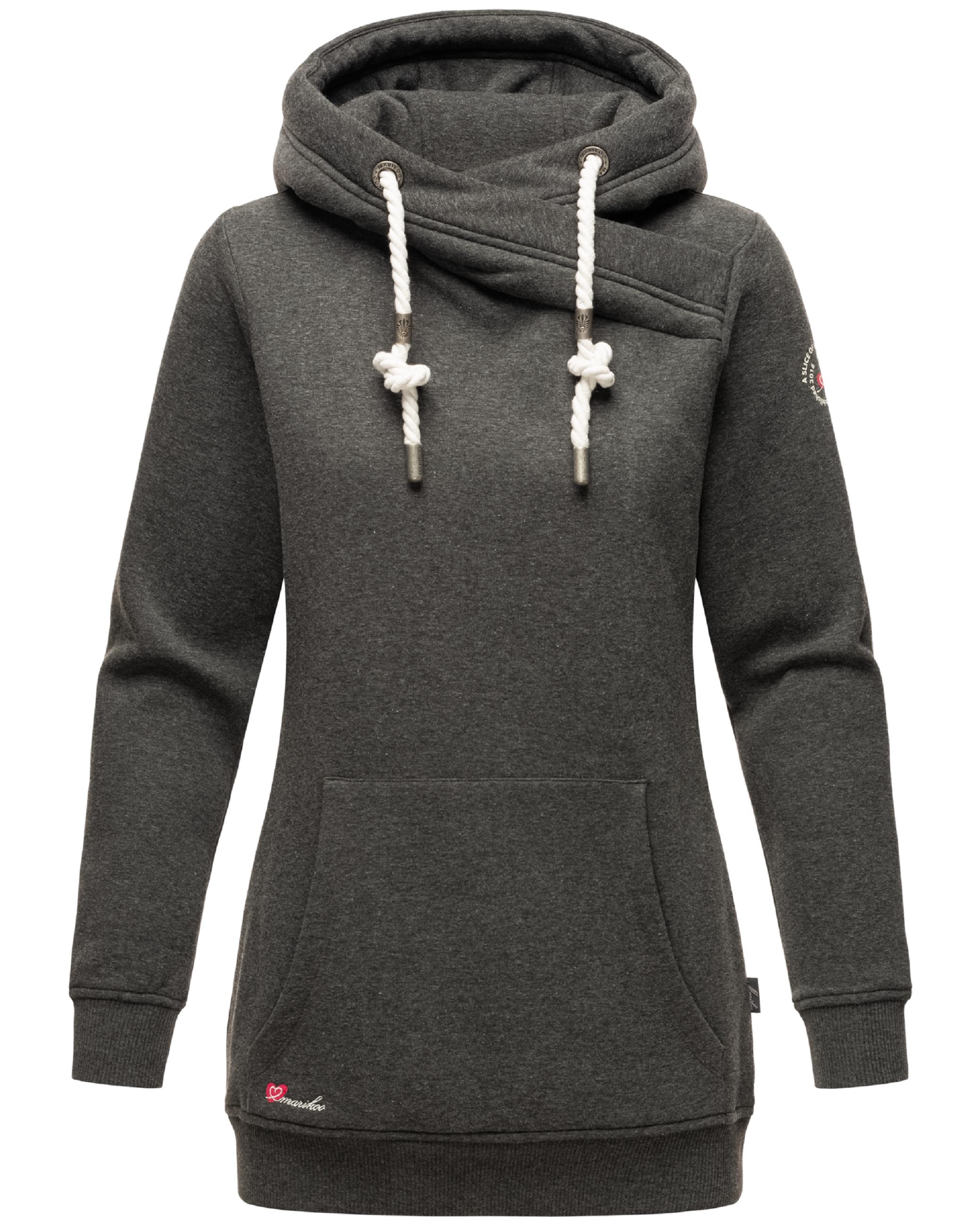 Extraweicher, langer Hoodie "Izuyaa" Dark Grey Melange