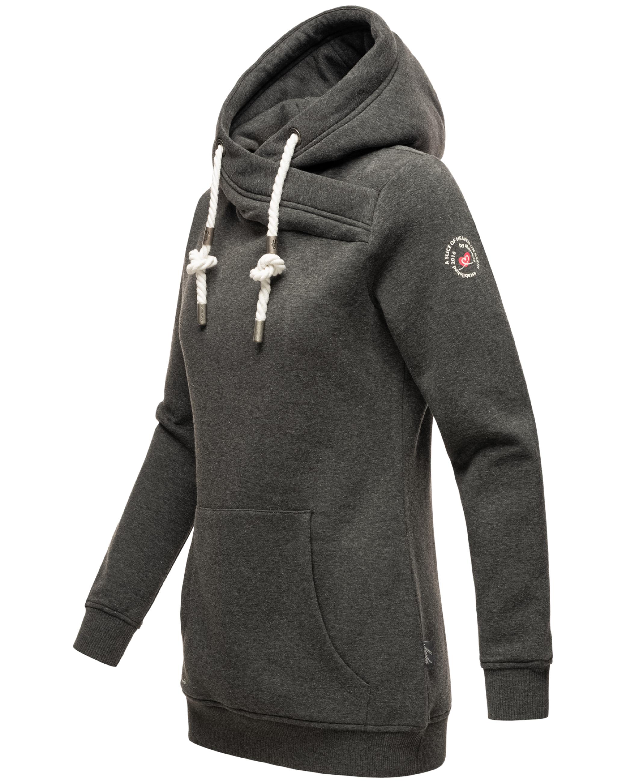 Extraweicher, langer Hoodie "Izuyaa" Dark Grey Melange