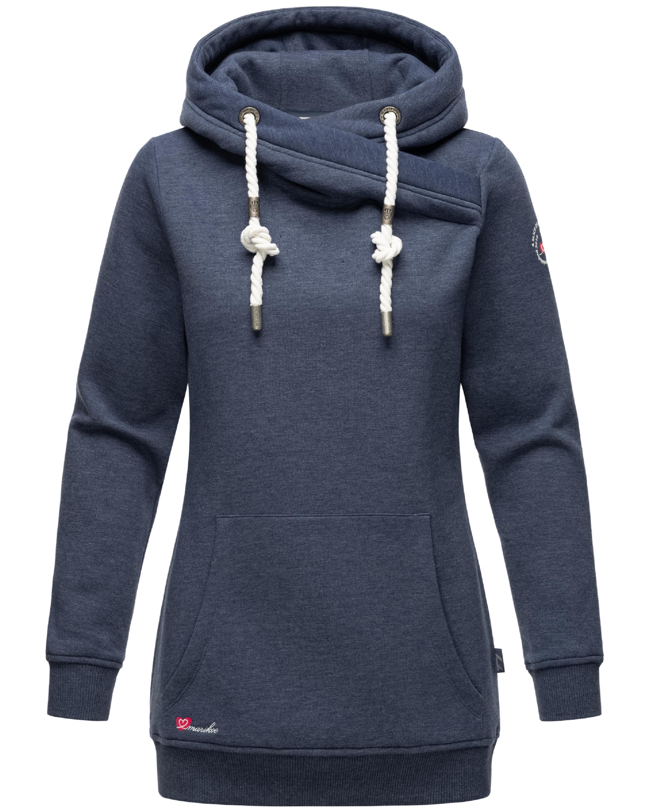 Extraweicher, langer Hoodie "Izuyaa" Dusty Blue Melange