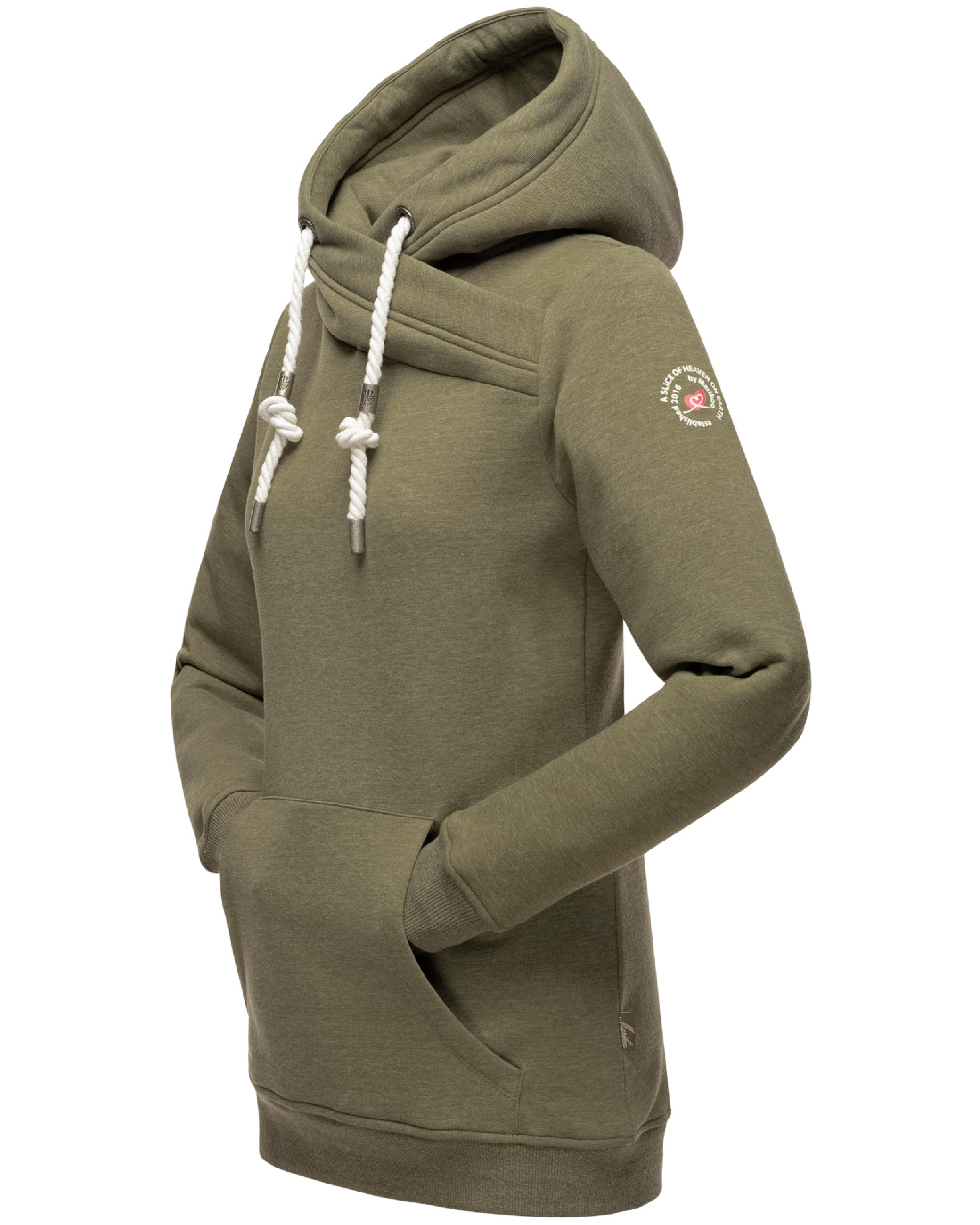 Extraweicher, langer Hoodie "Izuyaa" Dusty Olive Melange