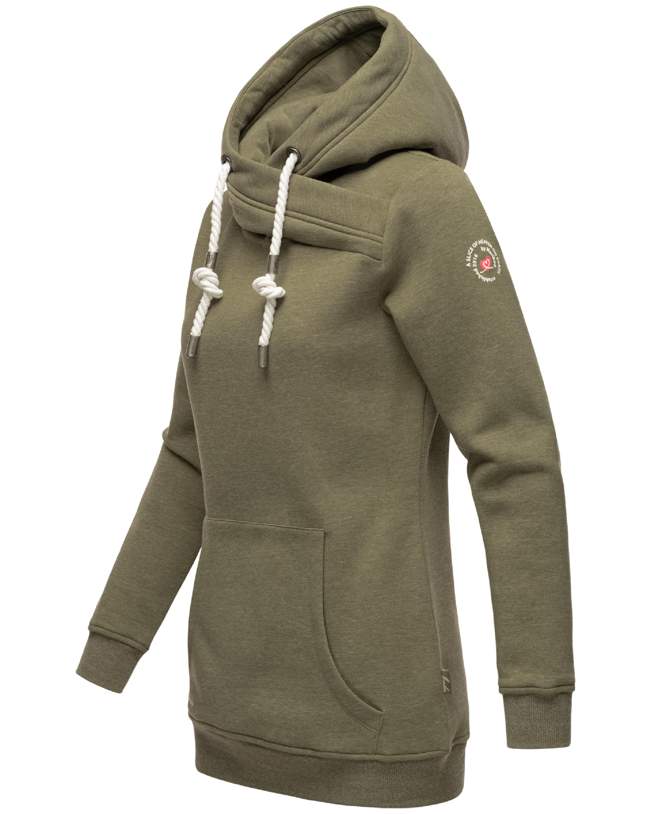 Extraweicher, langer Hoodie "Izuyaa" Dusty Olive Melange