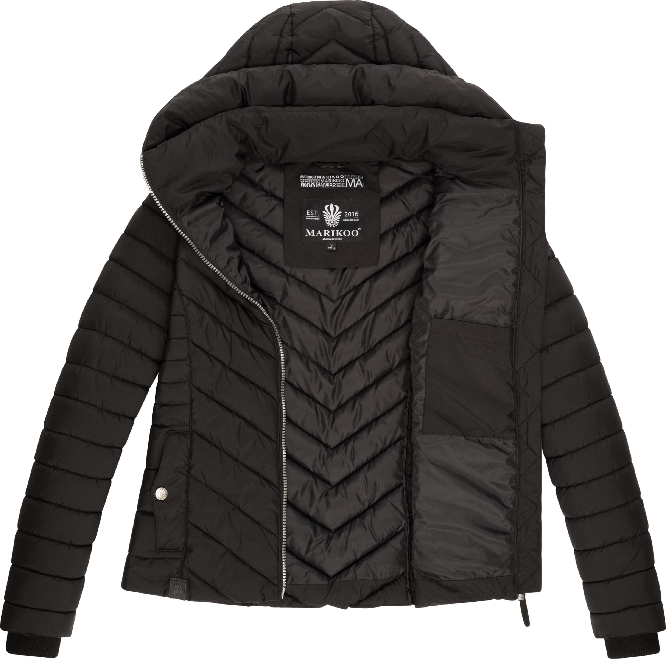 Steppjacke mit abnehmbarer Kapuze "Kagomee" Black