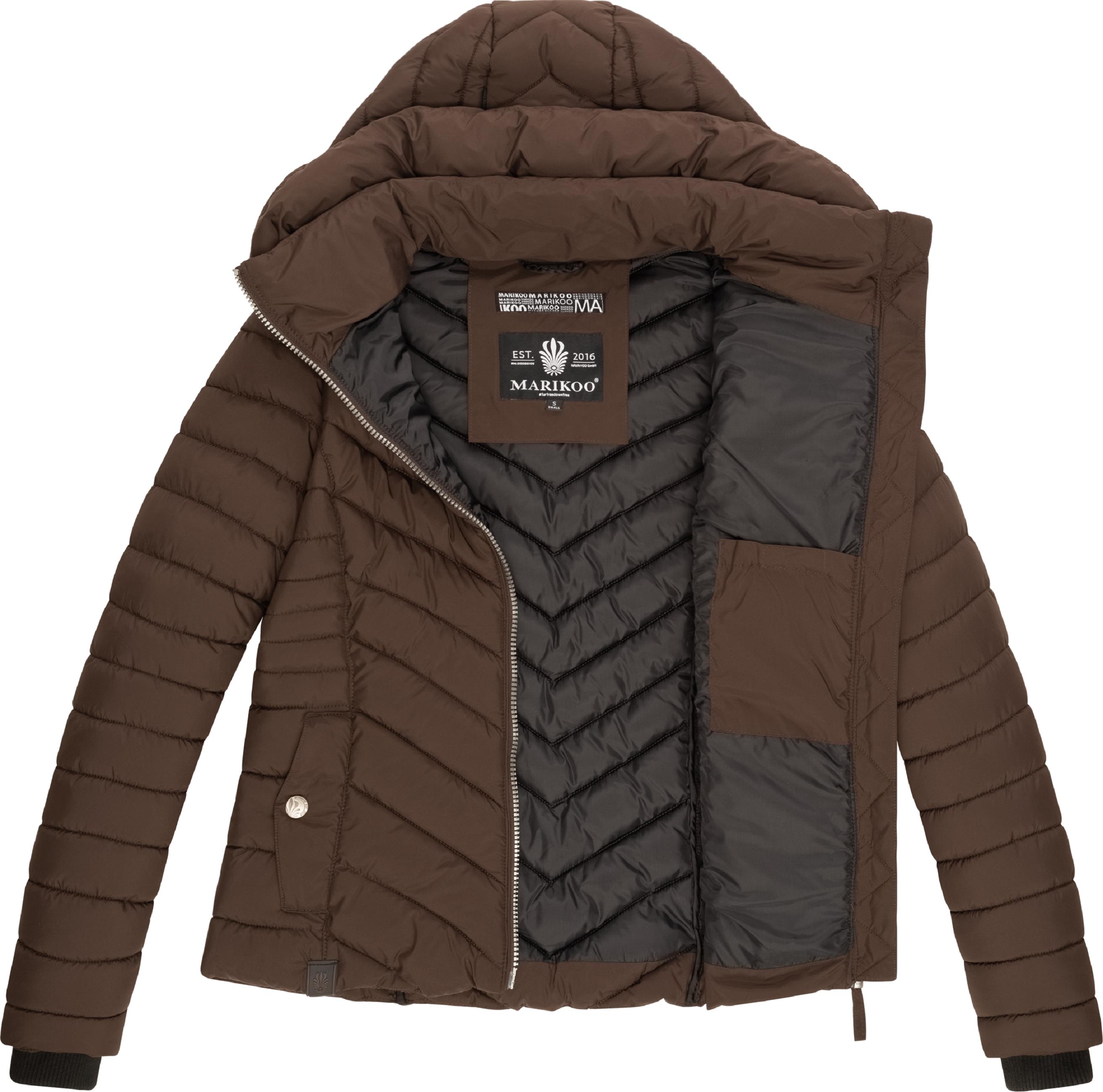 Steppjacke mit abnehmbarer Kapuze "Kagomee" Dark Choco