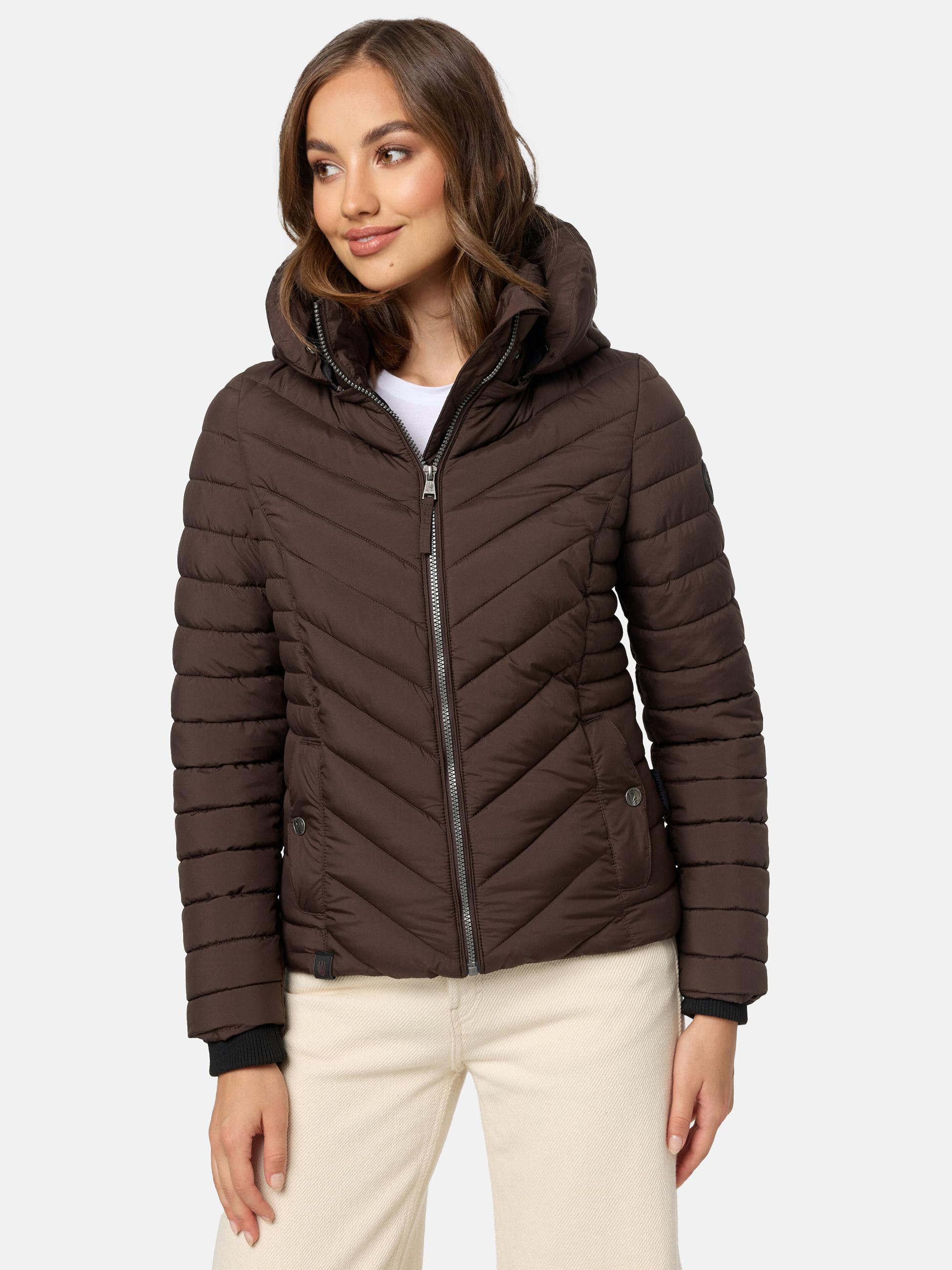 Steppjacke mit abnehmbarer Kapuze "Kagomee" Dark Choco