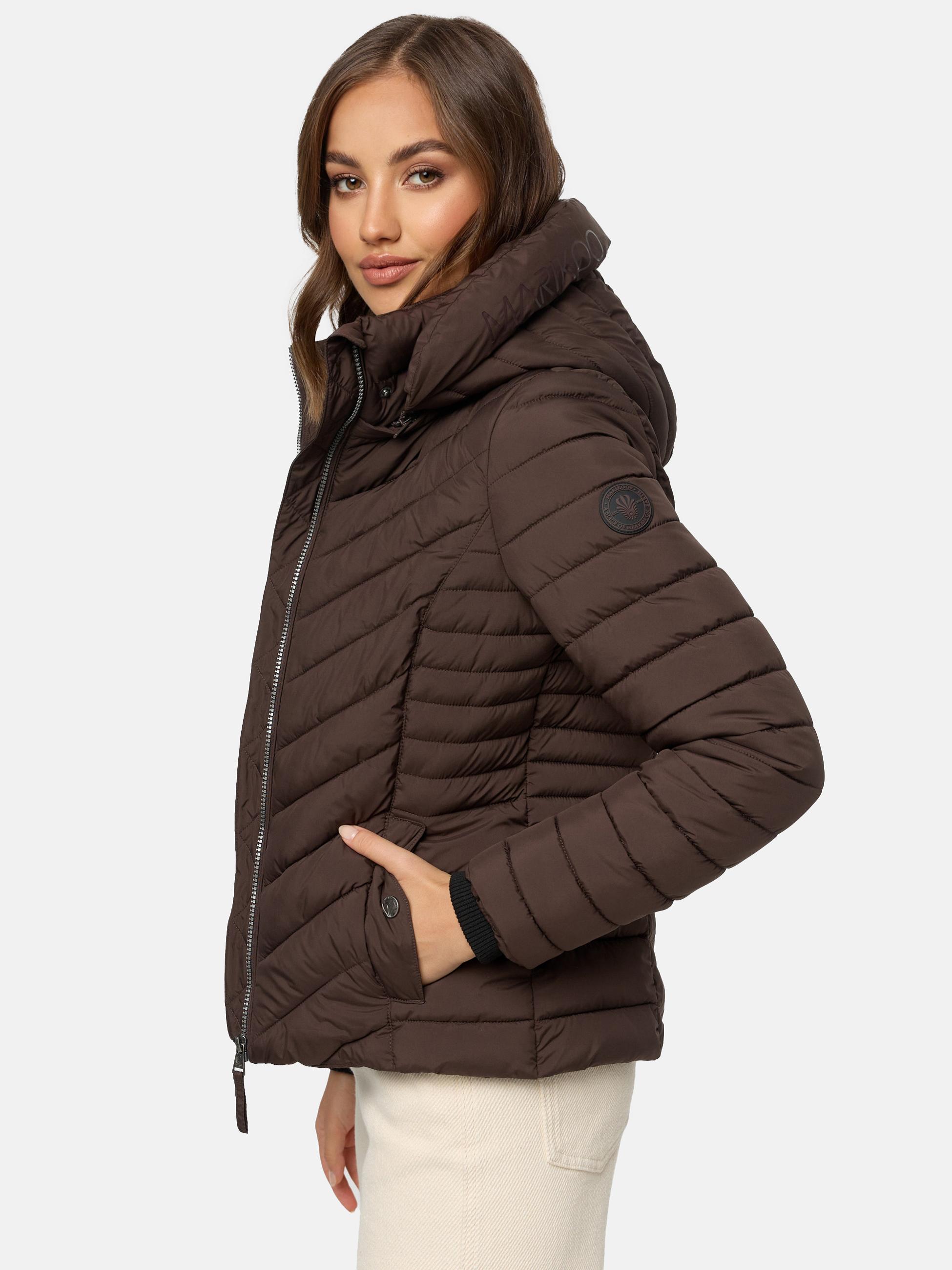 Steppjacke mit abnehmbarer Kapuze "Kagomee" Dark Choco