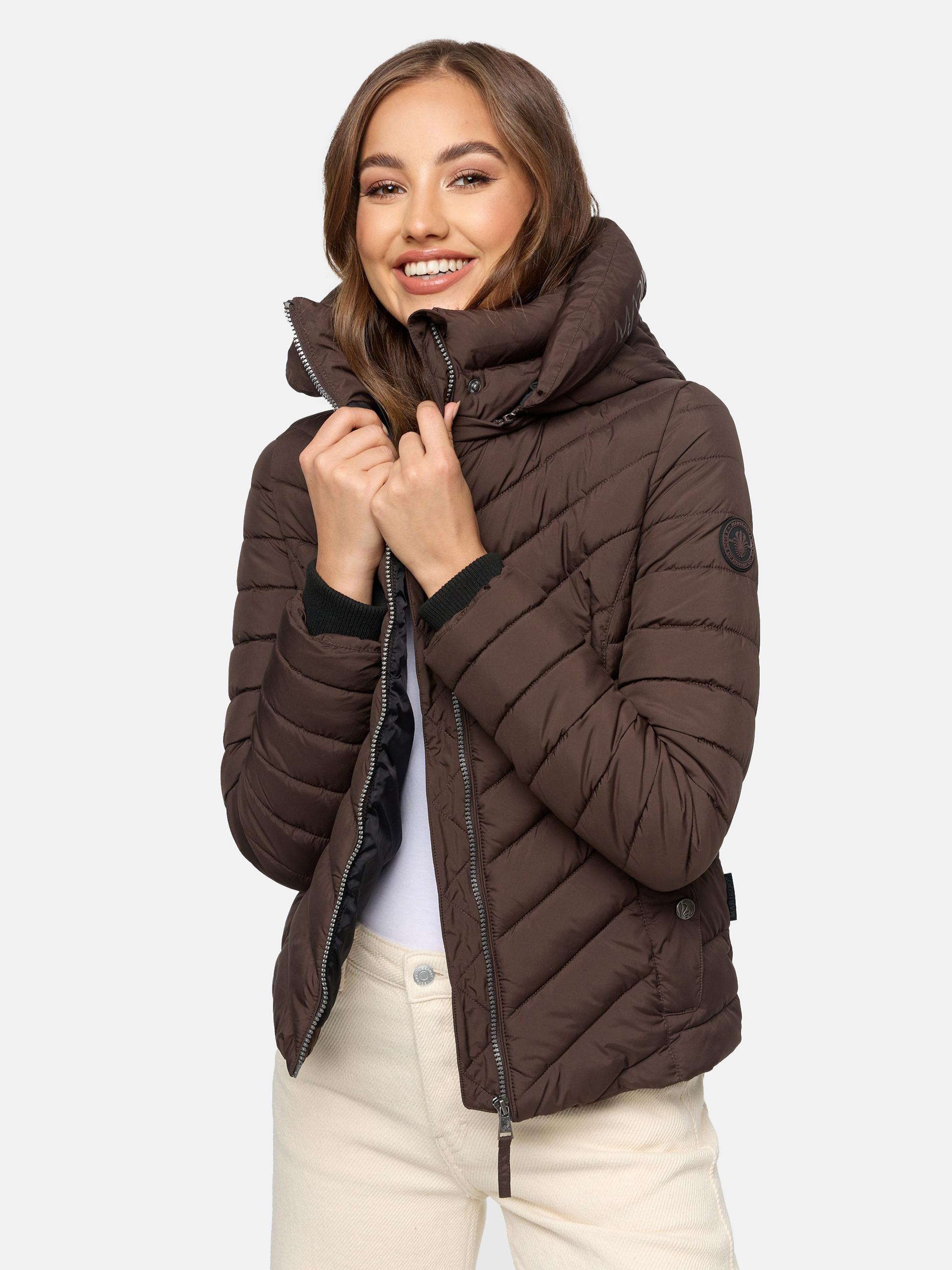 Steppjacke mit abnehmbarer Kapuze "Kagomee" Dark Choco