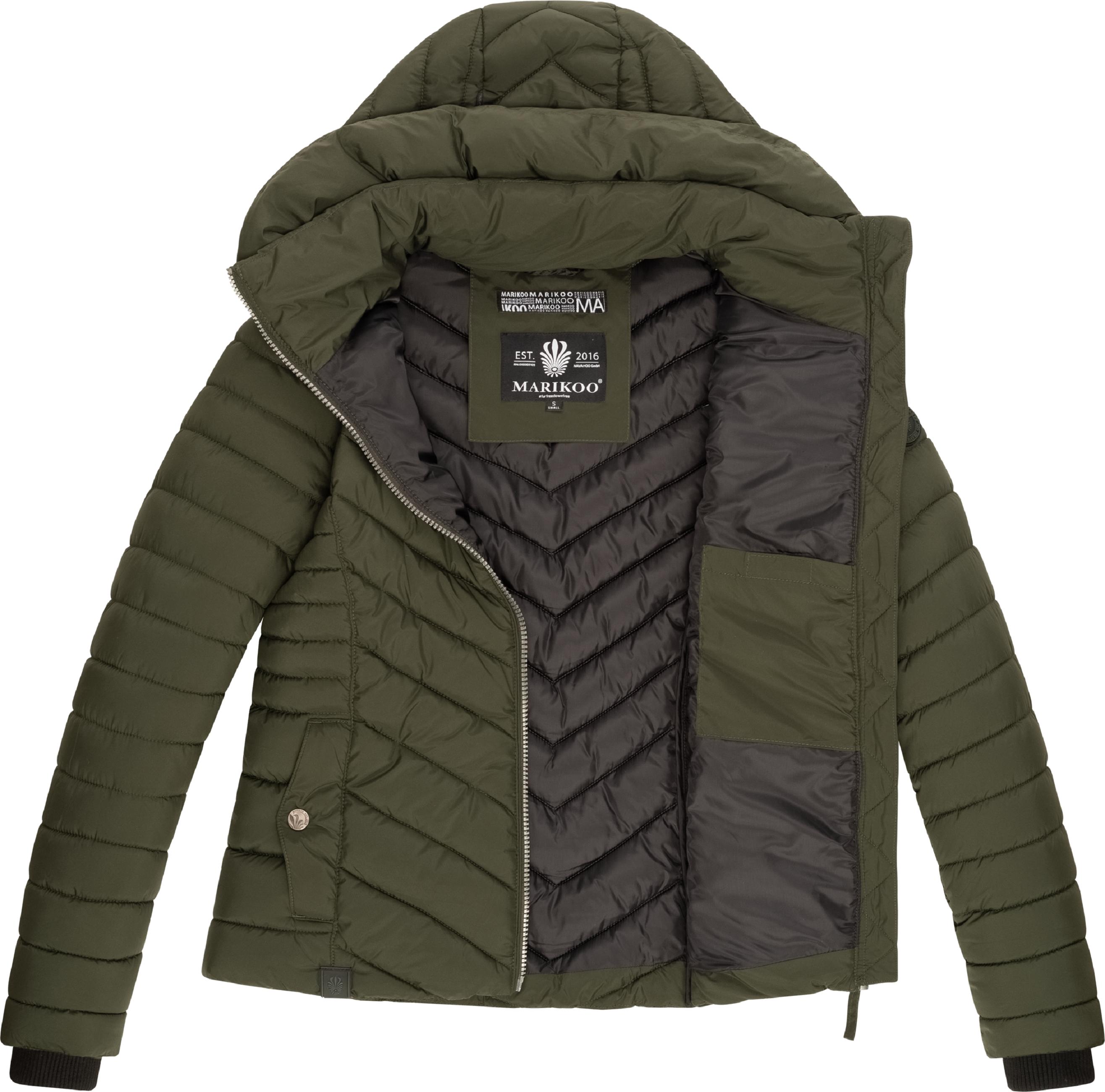 Steppjacke mit abnehmbarer Kapuze "Kagomee" Dark Olive