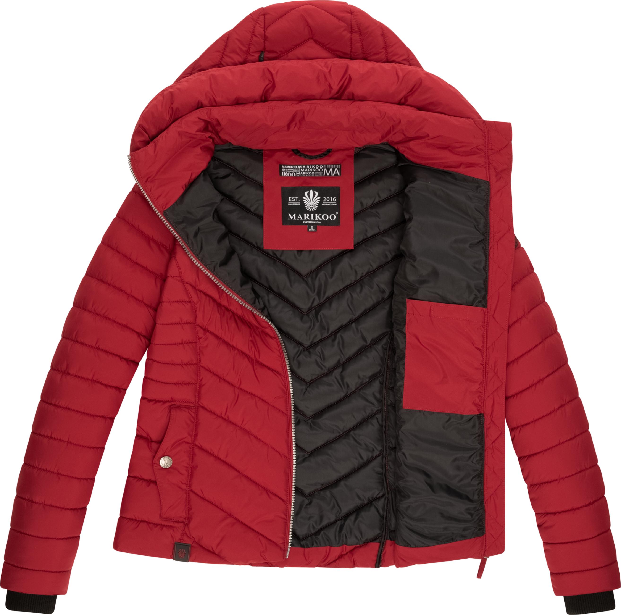 Steppjacke mit abnehmbarer Kapuze "Kagomee" Dark Red