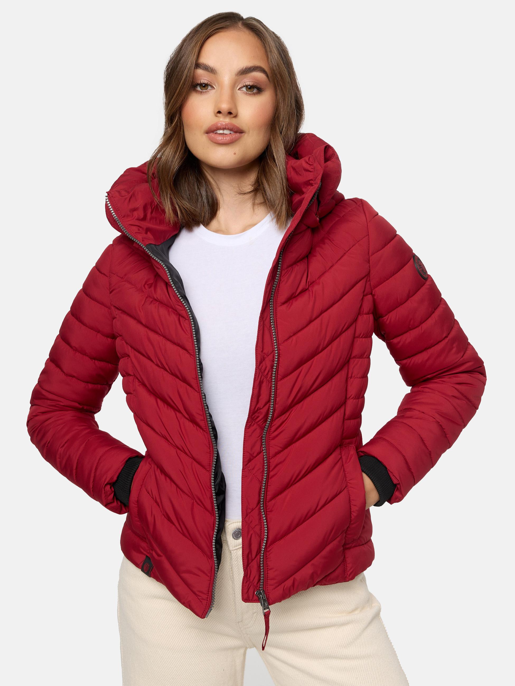 Steppjacke mit abnehmbarer Kapuze "Kagomee" Dark Red