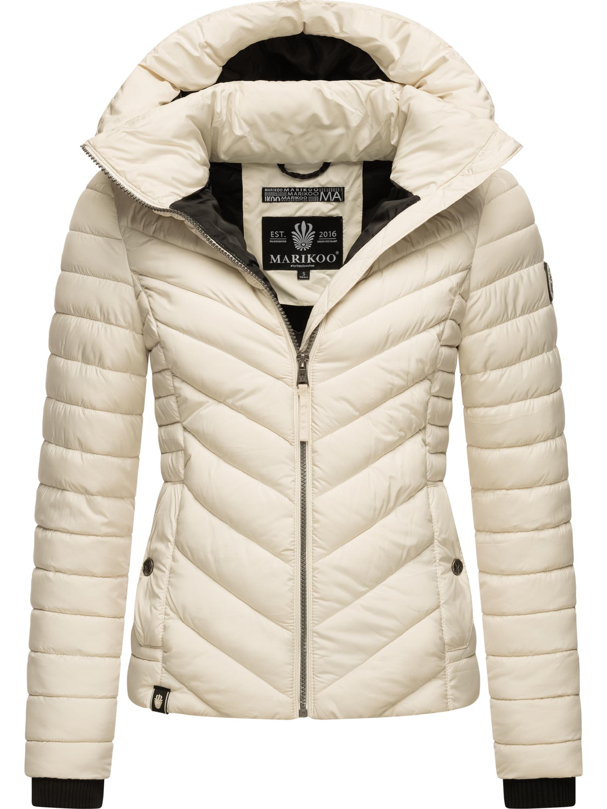 Steppjacke mit abnehmbarer Kapuze "Kagomee" Pebble White