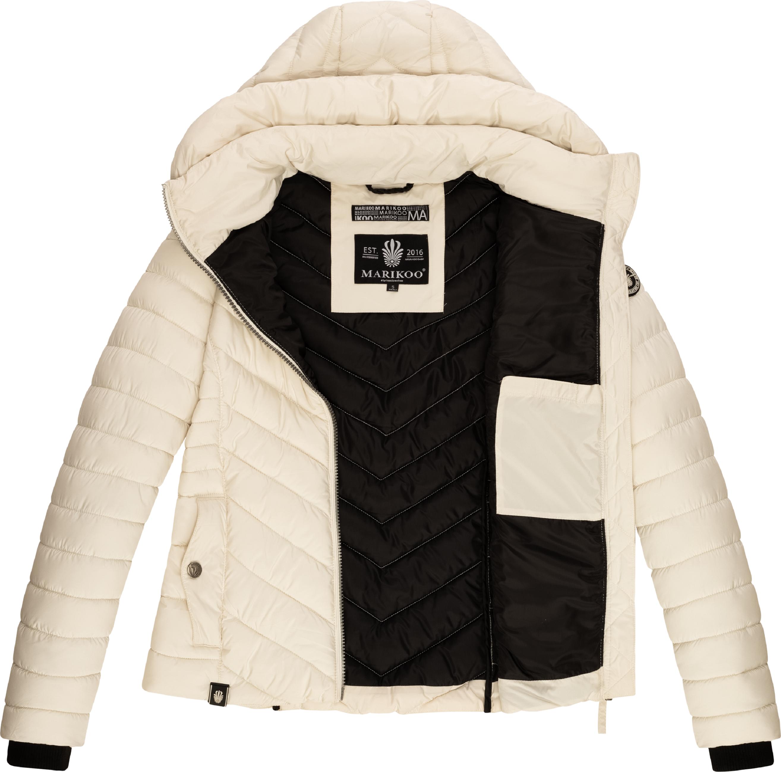 Steppjacke mit abnehmbarer Kapuze "Kagomee" Pebble White