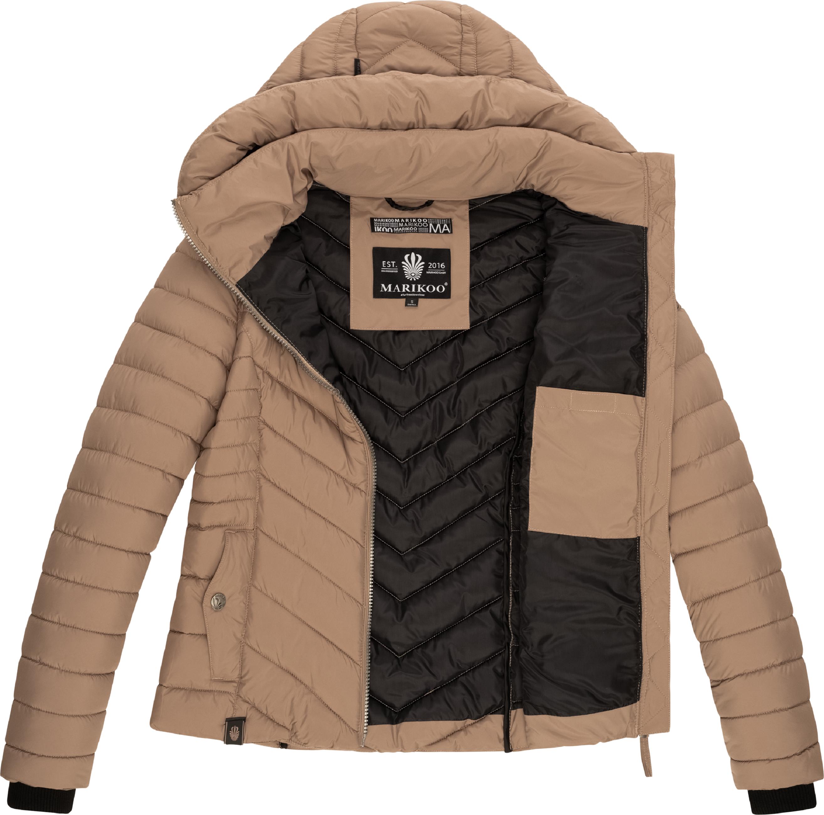 Steppjacke mit abnehmbarer Kapuze "Kagomee" Taupe