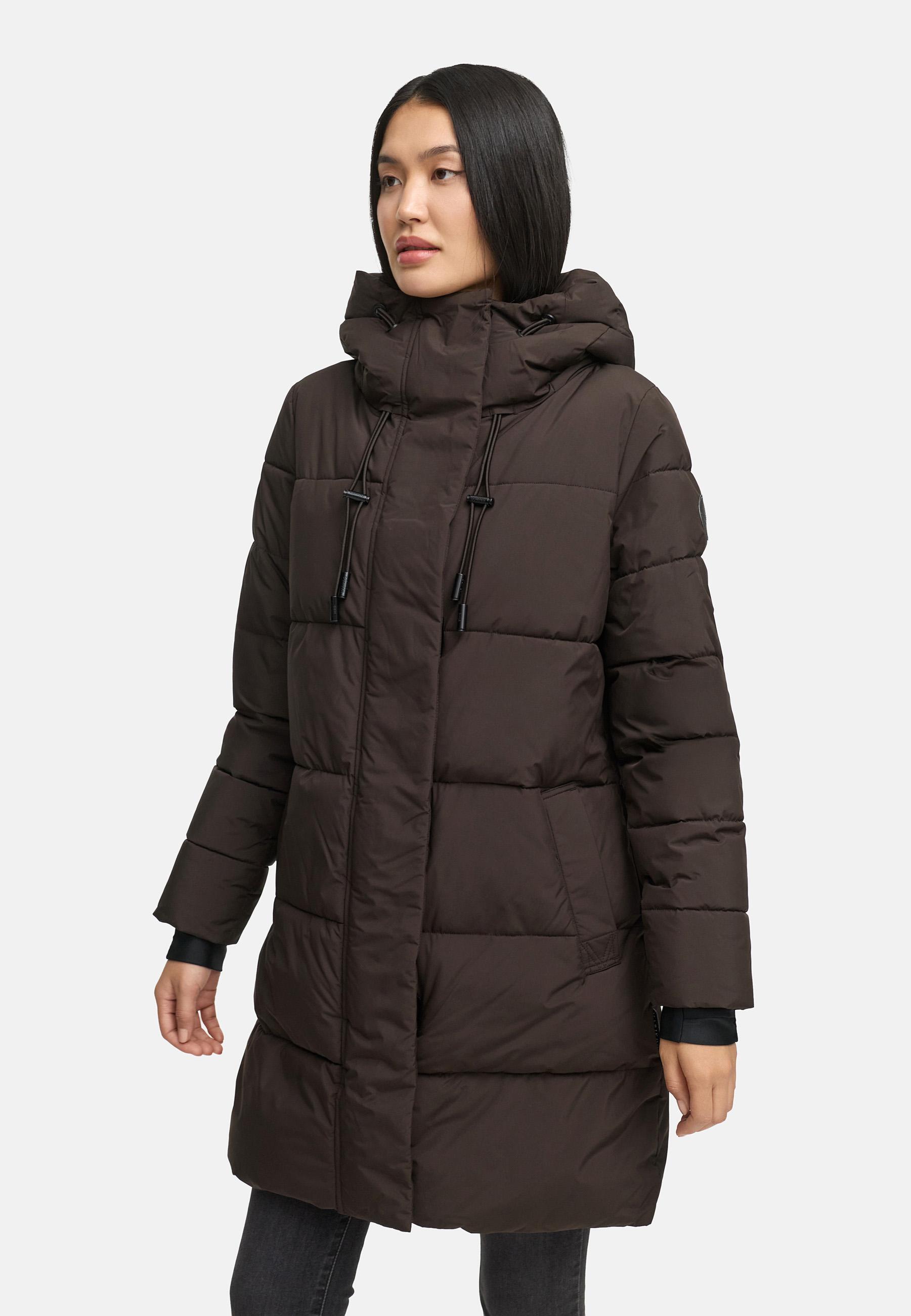 Warmer Winter Kurzmantel mit Kapuze "Kaituu XVI" Choco