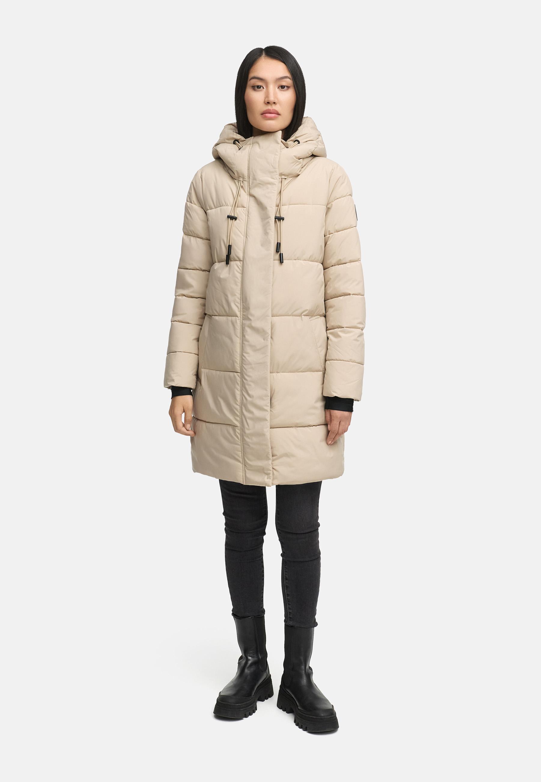 Warmer Winter Kurzmantel mit Kapuze "Kaituu XVI" Light Taupe
