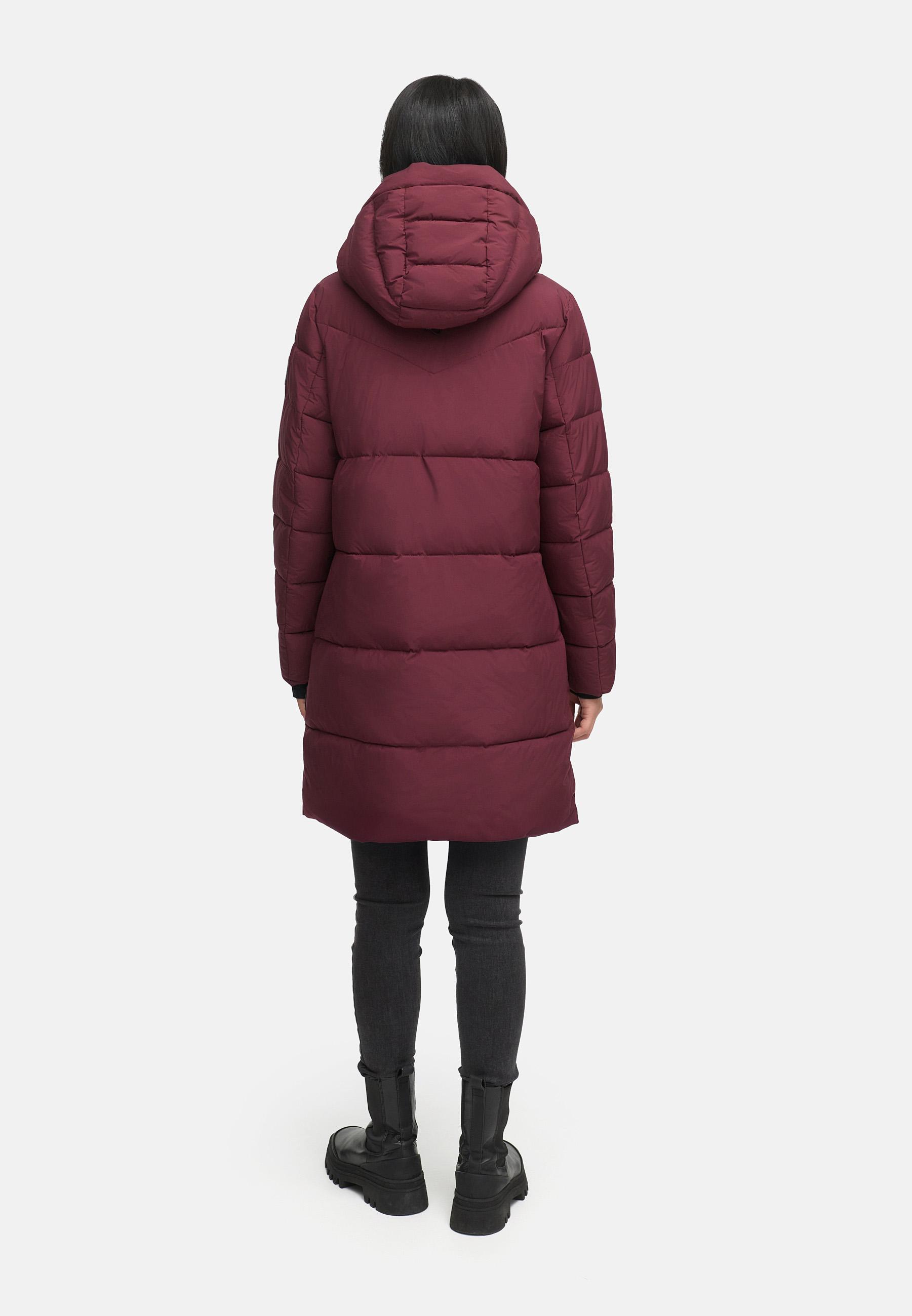 Warmer Winter Kurzmantel mit Kapuze "Kaituu XVI" Wine