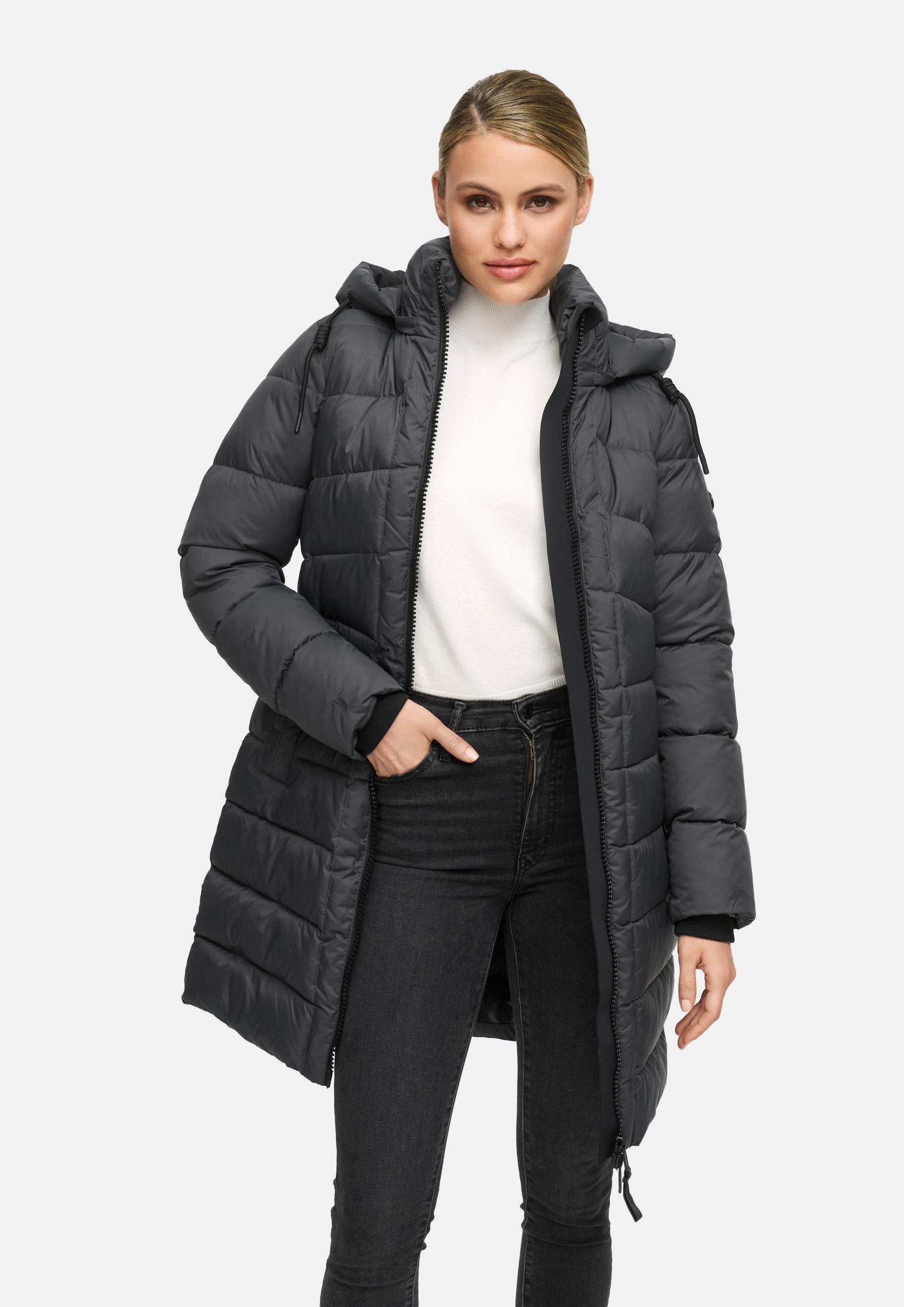 Winter Steppmantel mit abnehmbarer Kapuze "Kaltnäschen 16" Anthracite