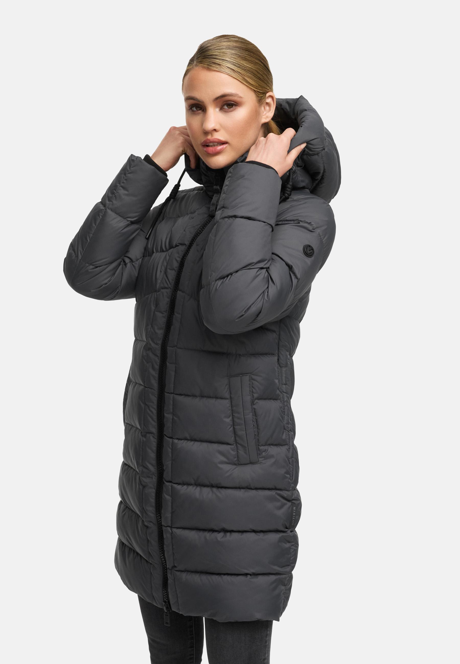 Winter Steppmantel mit abnehmbarer Kapuze "Kaltnäschen 16" Anthracite