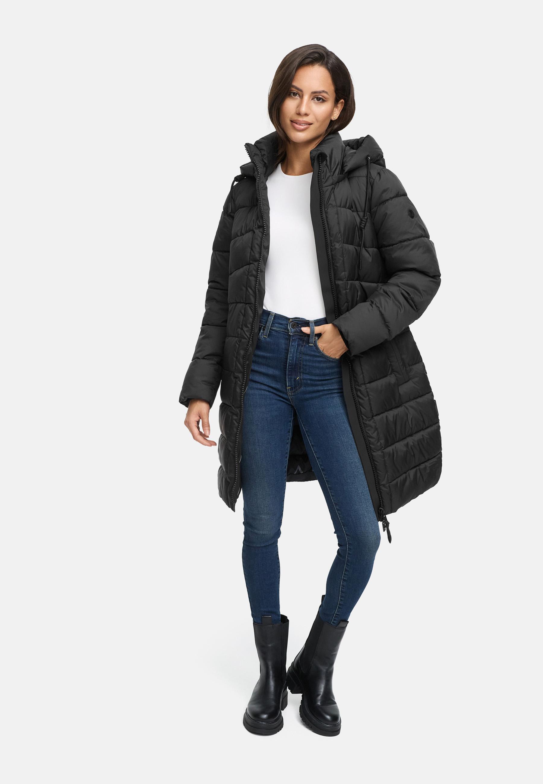 Winter Steppmantel mit abnehmbarer Kapuze "Kaltnäschen 16" Black