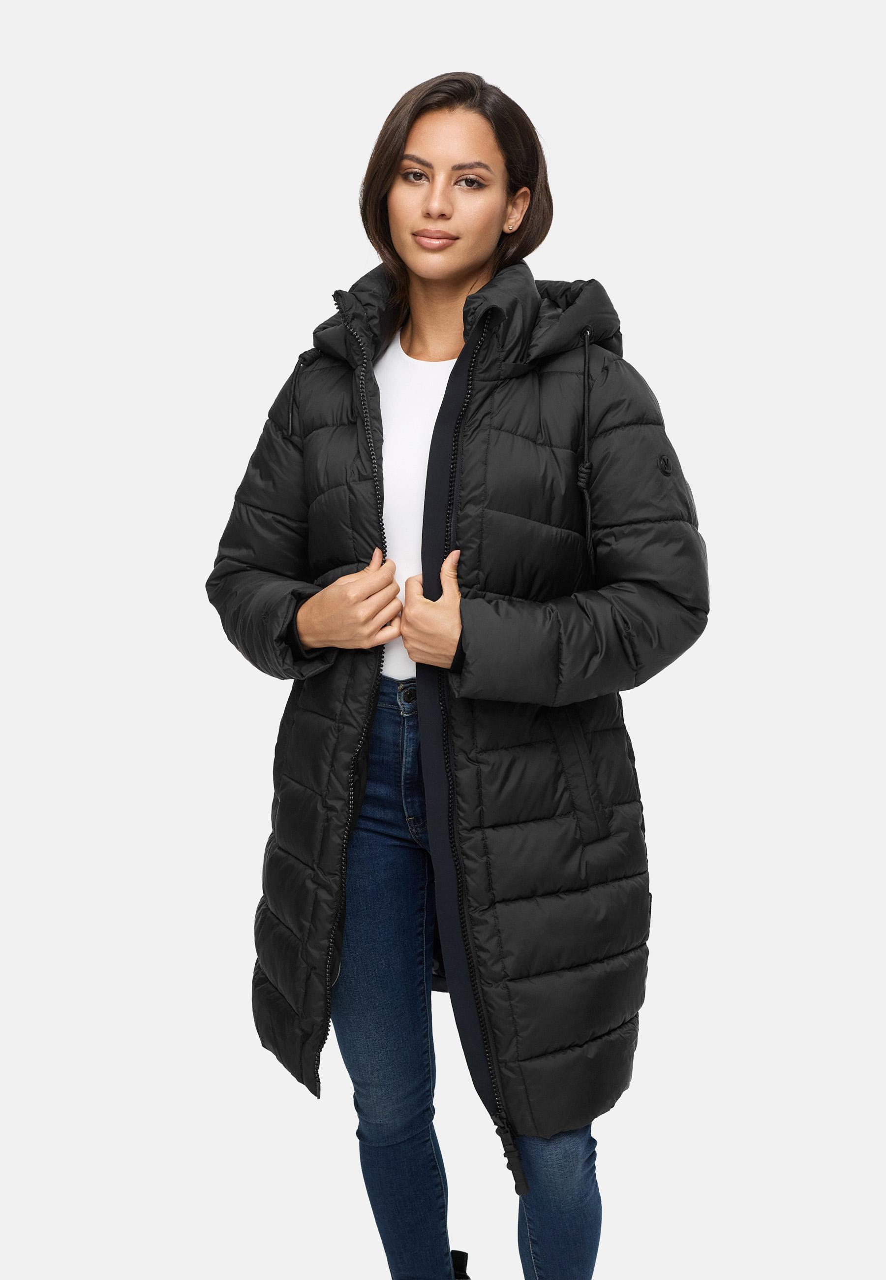 Winter Steppmantel mit abnehmbarer Kapuze "Kaltnäschen 16" Black