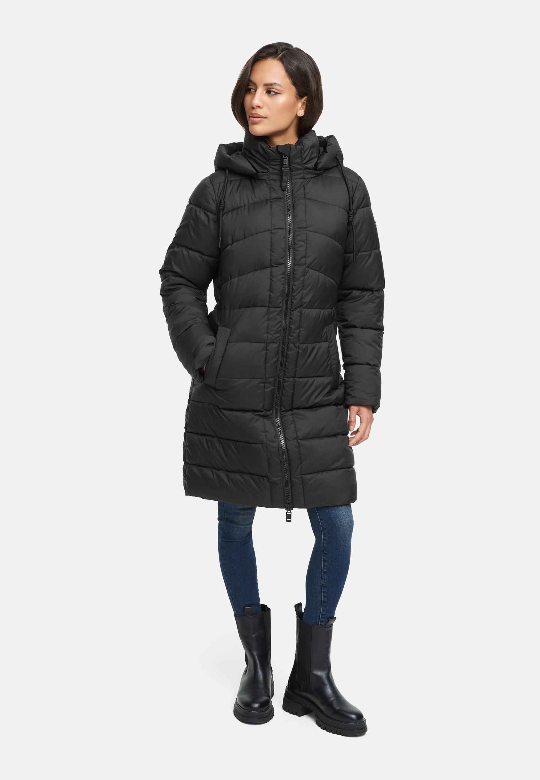 Winter Steppmantel mit abnehmbarer Kapuze "Kaltnäschen 16" Black