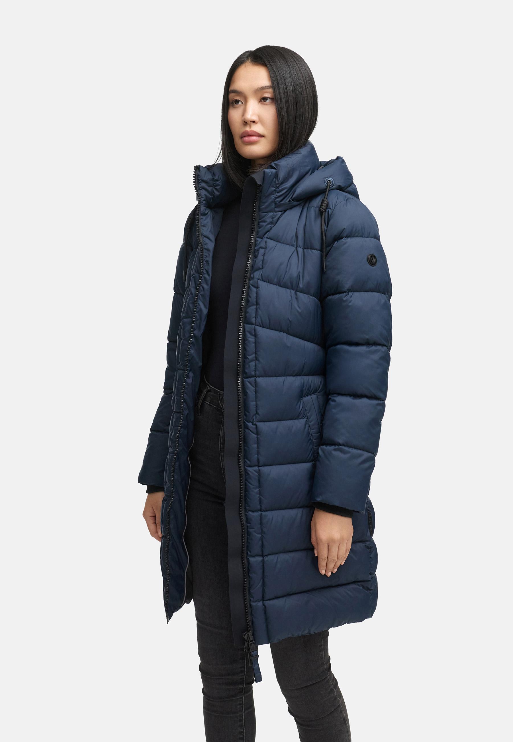 Winter Steppmantel mit abnehmbarer Kapuze "Kaltnäschen 16" Navy