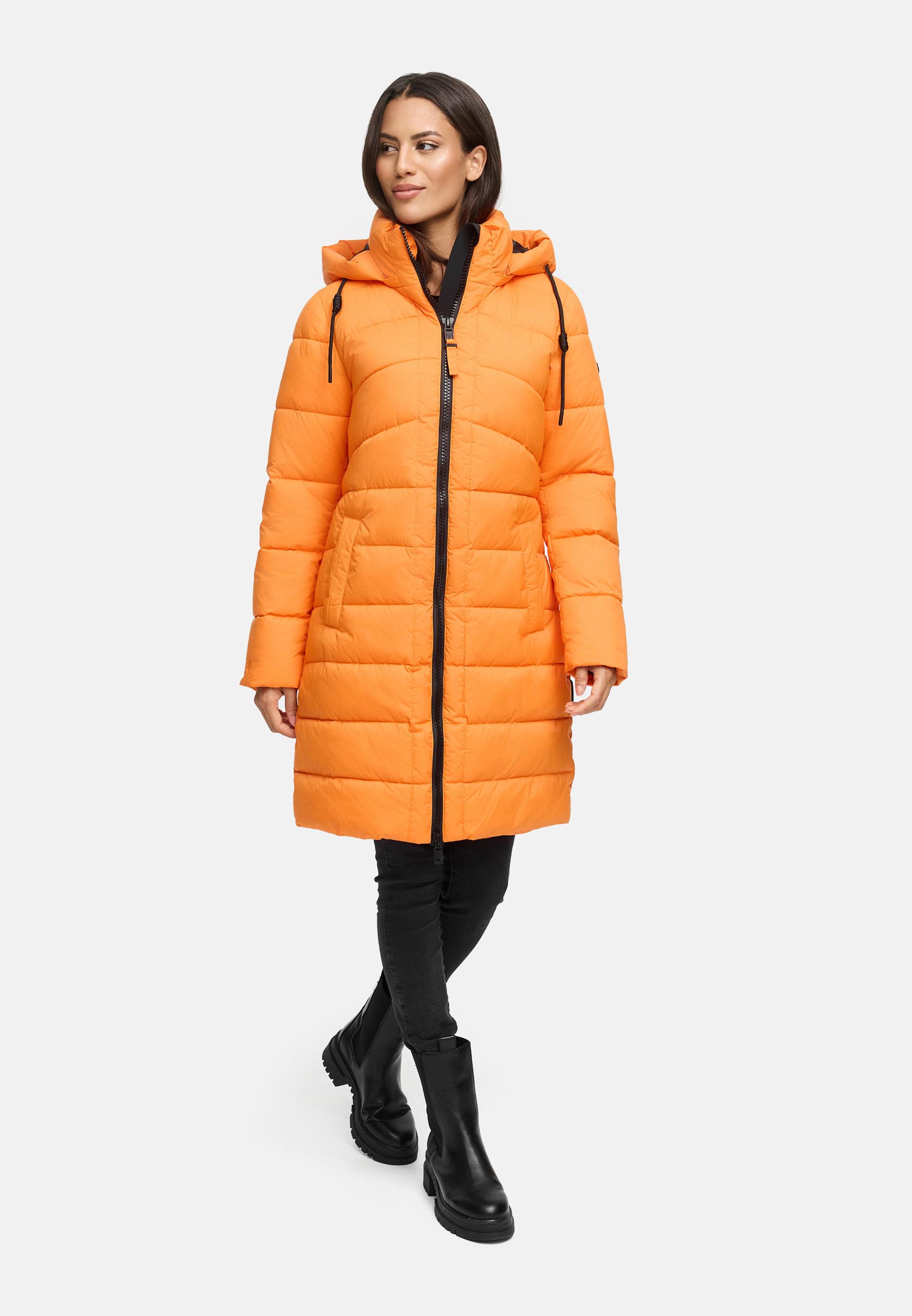 Winter Steppmantel mit abnehmbarer Kapuze "Kaltnäschen 16" Orange
