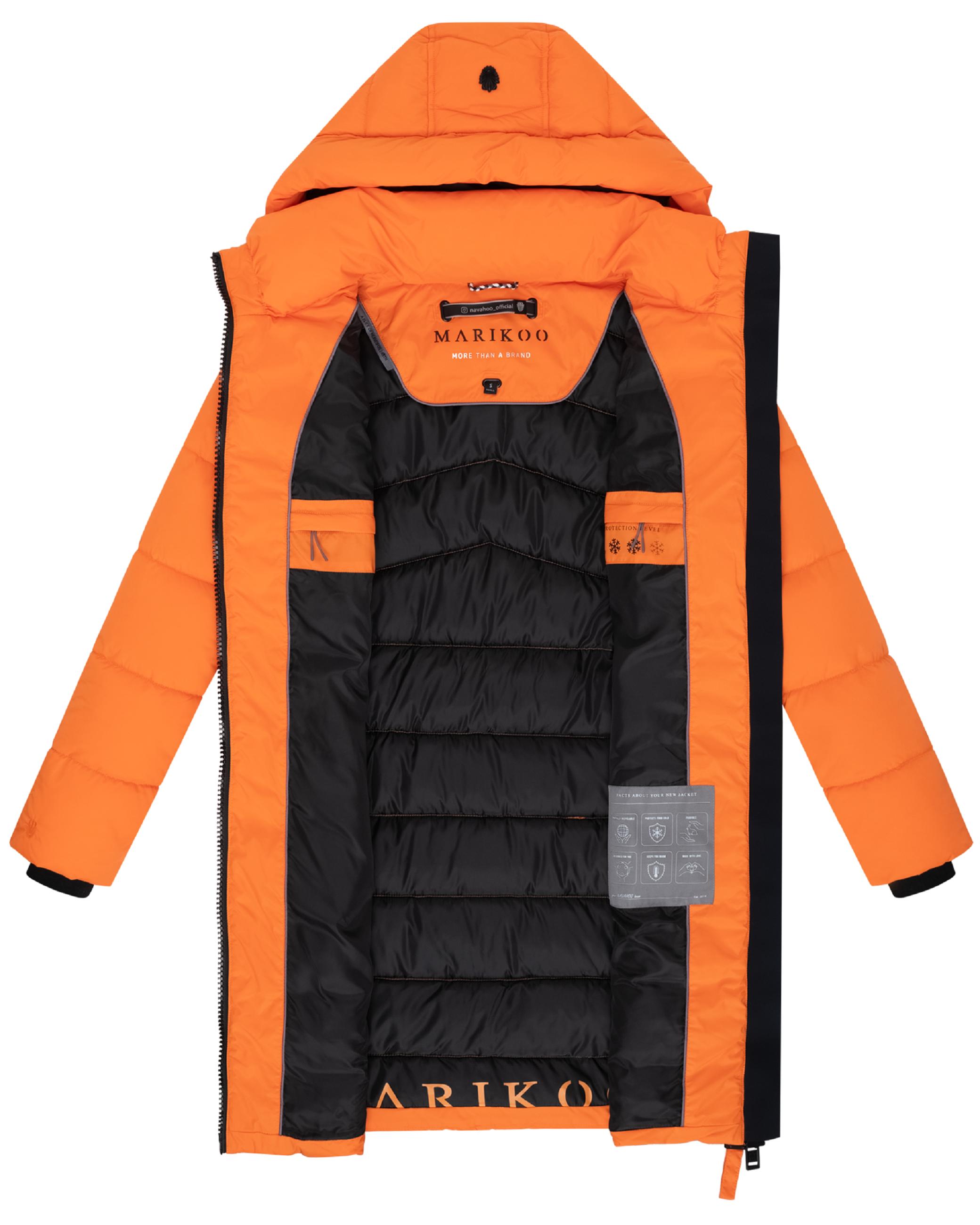 Winter Steppmantel mit abnehmbarer Kapuze "Kaltnäschen 16" Orange
