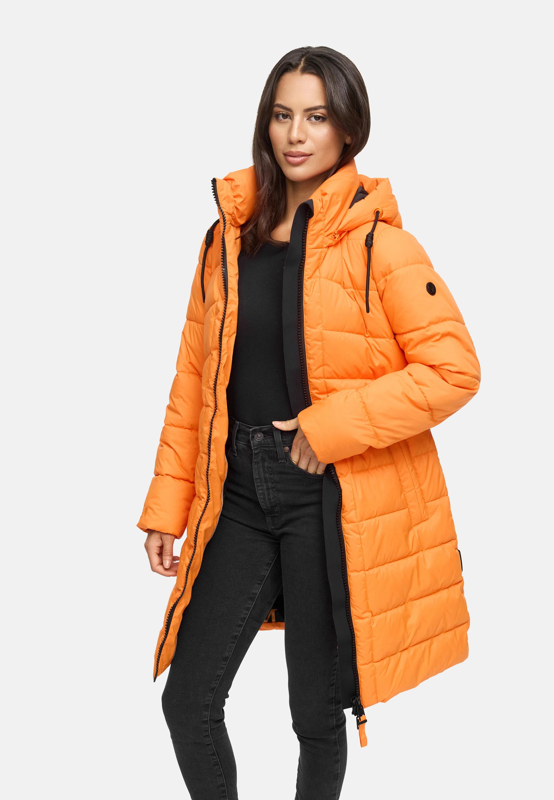Winter Steppmantel mit abnehmbarer Kapuze "Kaltnäschen 16" Orange