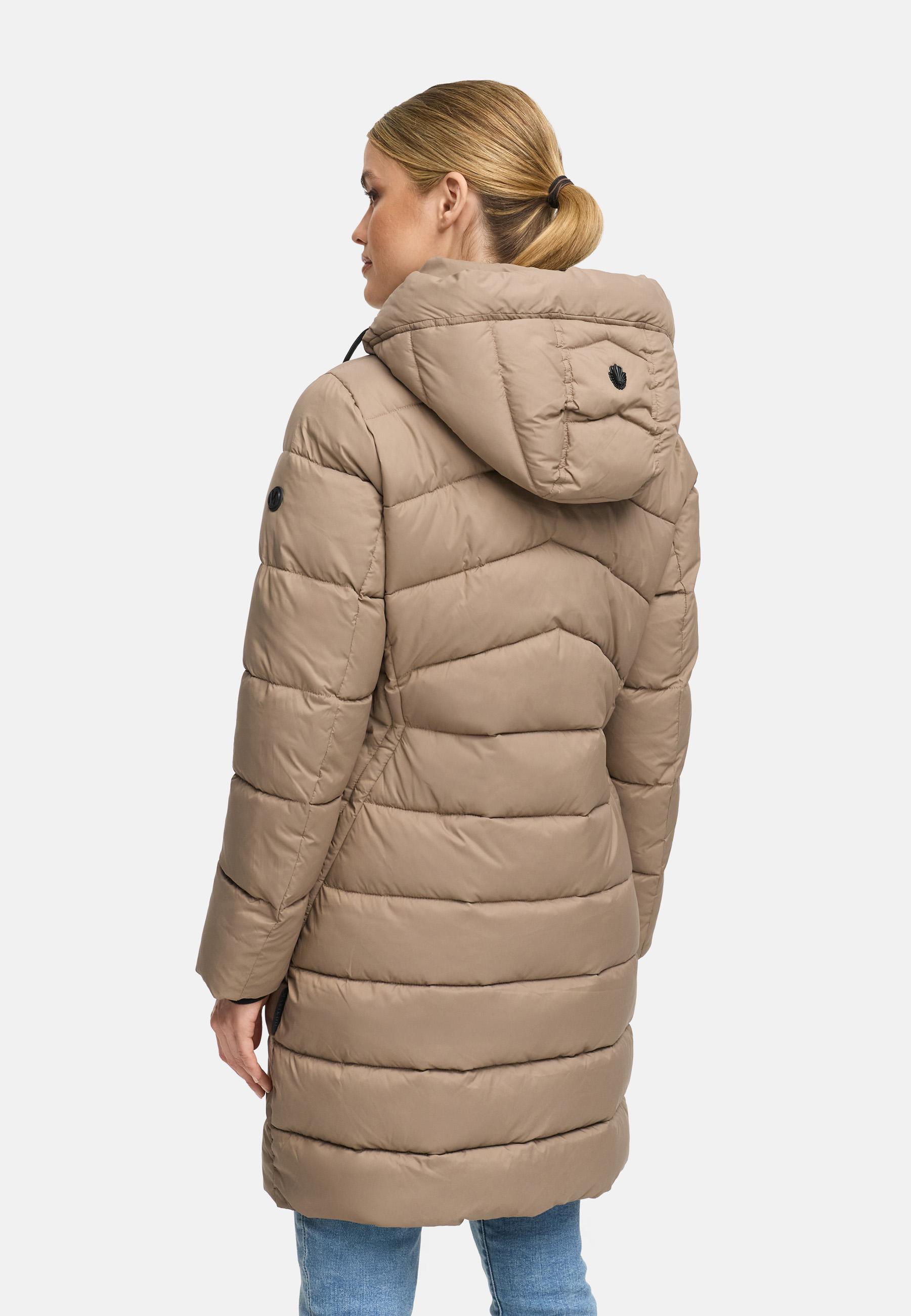 Winter Steppmantel mit abnehmbarer Kapuze "Kaltnäschen 16" Taupe Grey