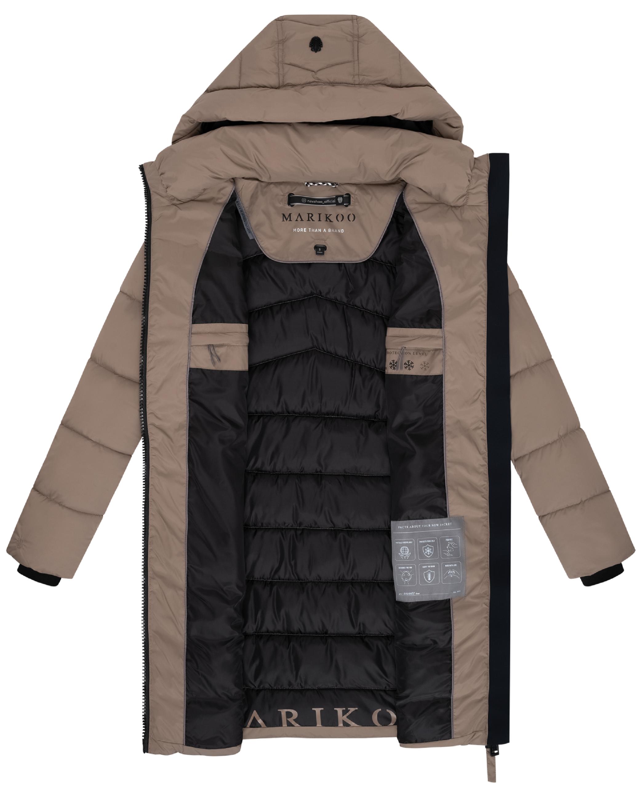 Winter Steppmantel mit abnehmbarer Kapuze "Kaltnäschen 16" Taupe Grey