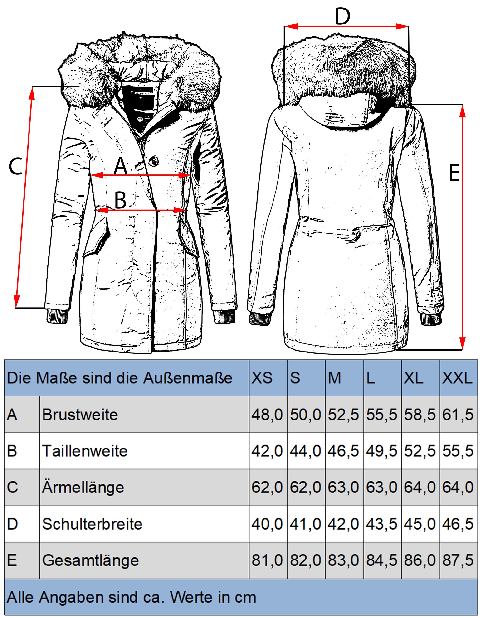 Grössentabelle - Winterparka mit Kapuze "Karmaa-Prc"