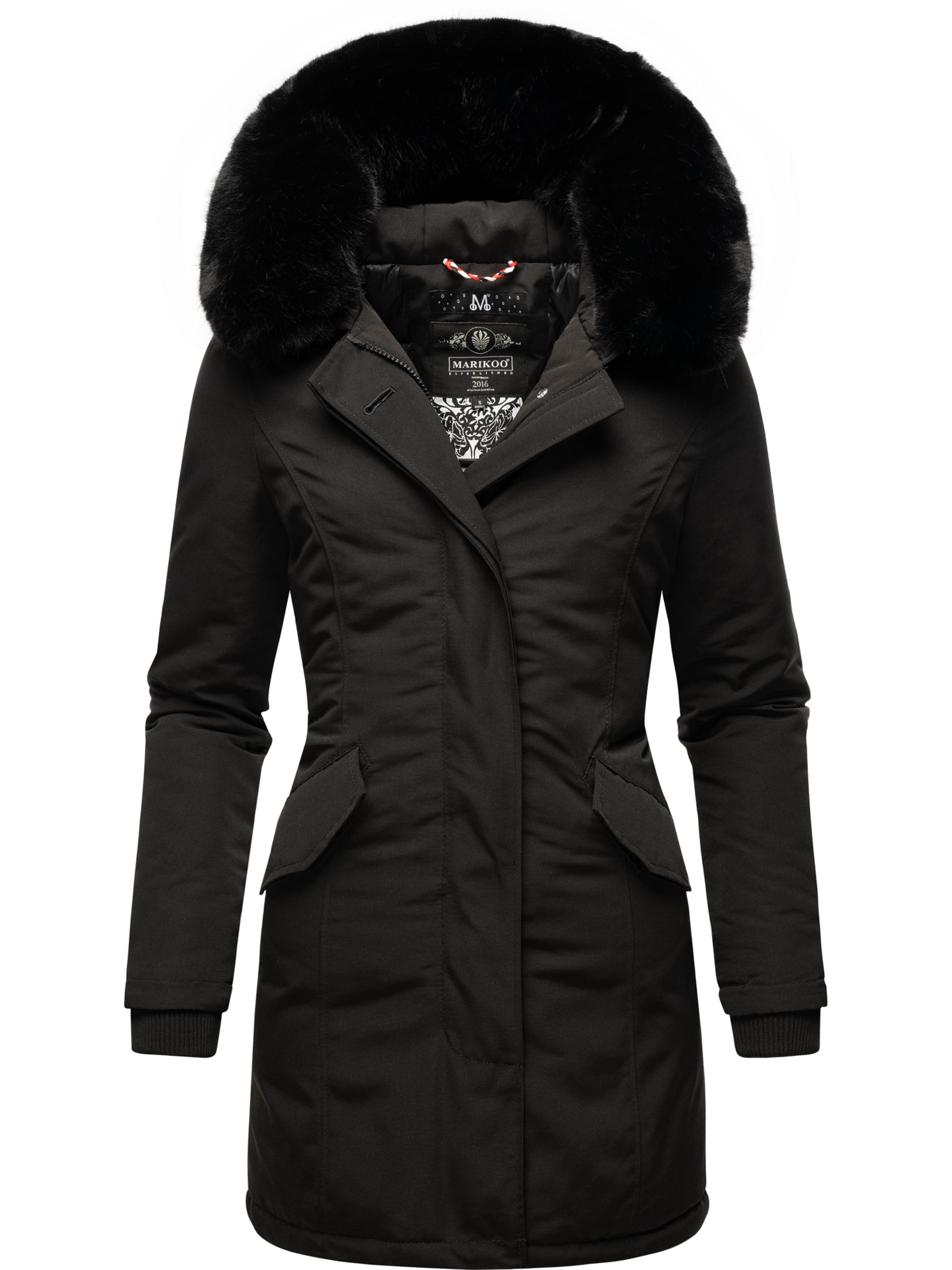 Winterparka mit Kapuze "Karmaa" Black with black fur