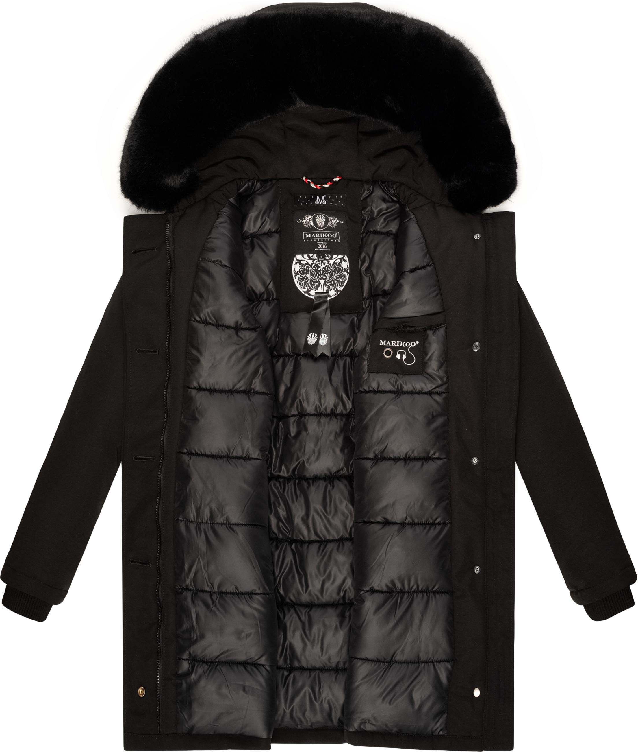 Winterparka mit Kapuze "Karmaa" Black with black fur