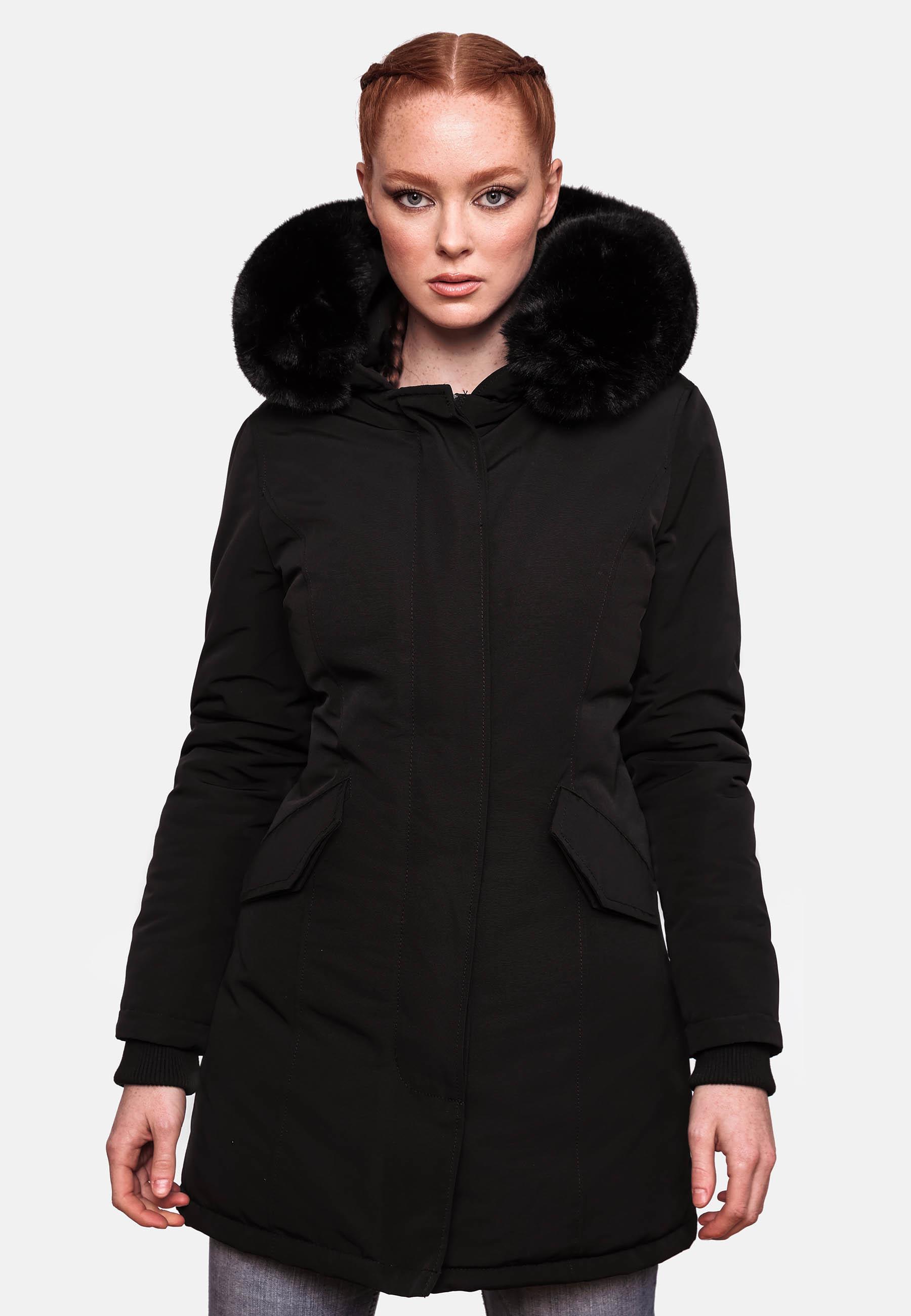 Winterparka mit Kapuze "Karmaa" Black with black fur