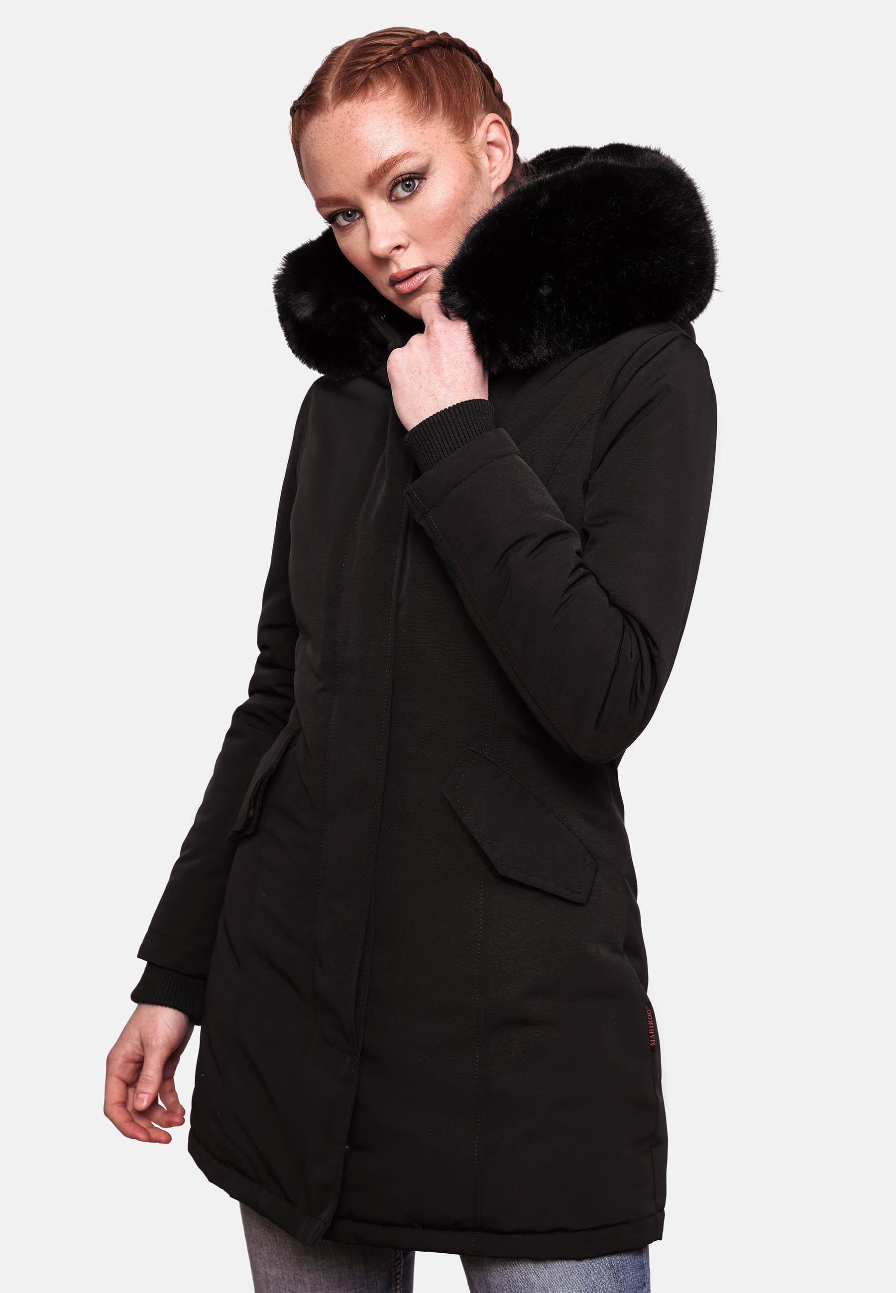 Winterparka mit Kapuze "Karmaa" Black with black fur