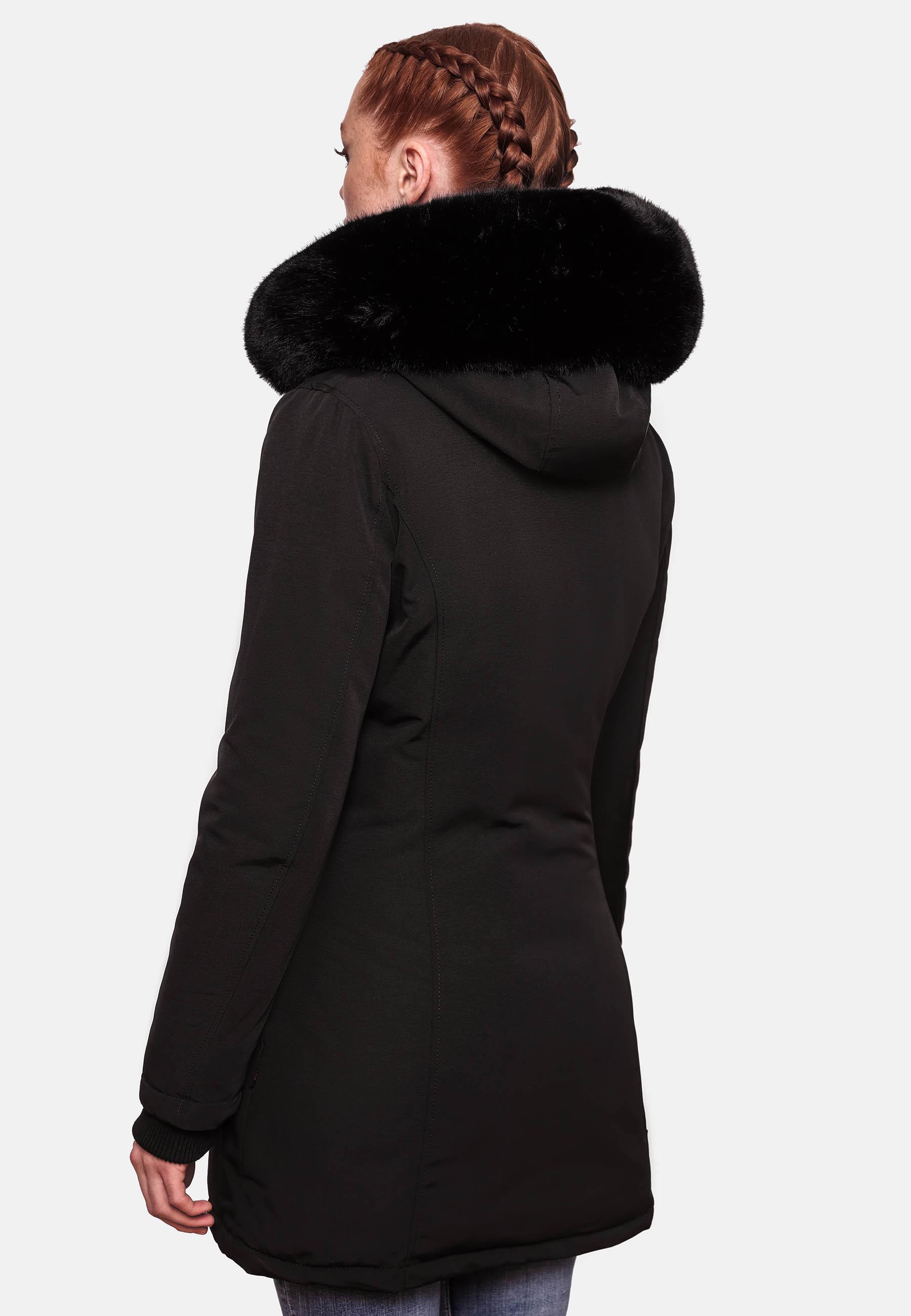 Winterparka mit Kapuze "Karmaa" Black with black fur