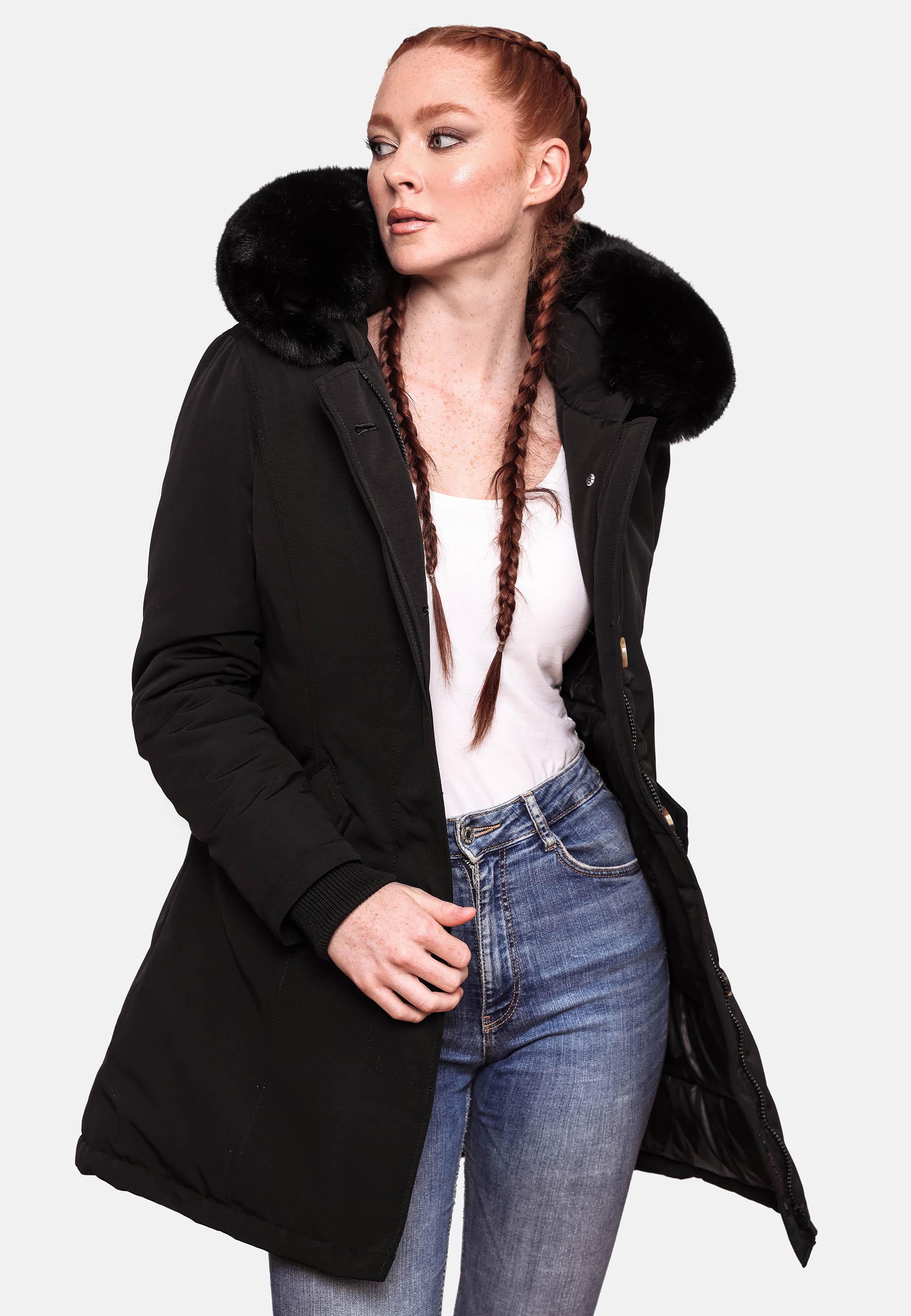 Winterparka mit Kapuze "Karmaa" Black with black fur