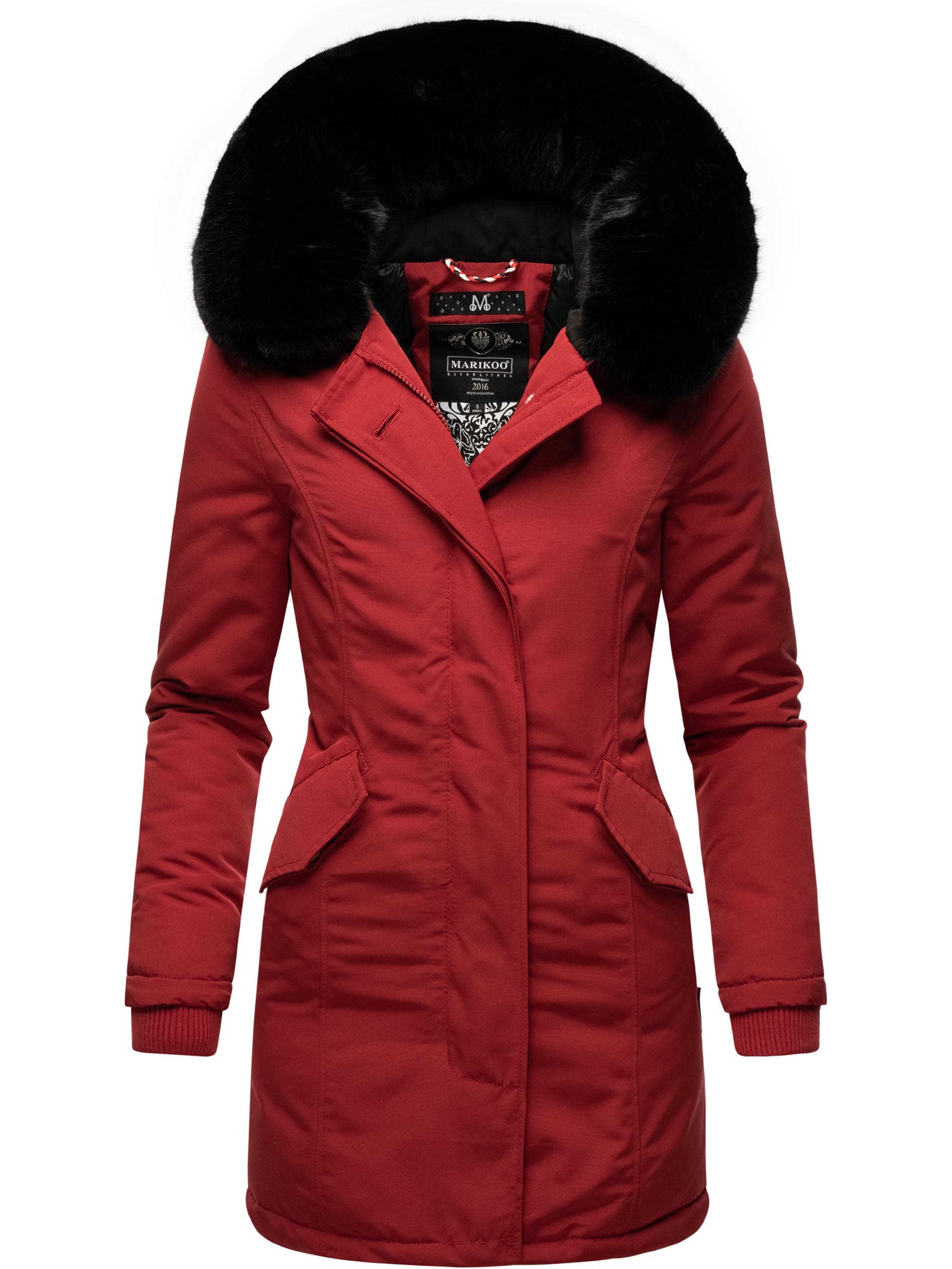 Winterparka mit Kapuze "Karmaa" Blood Red with black fur