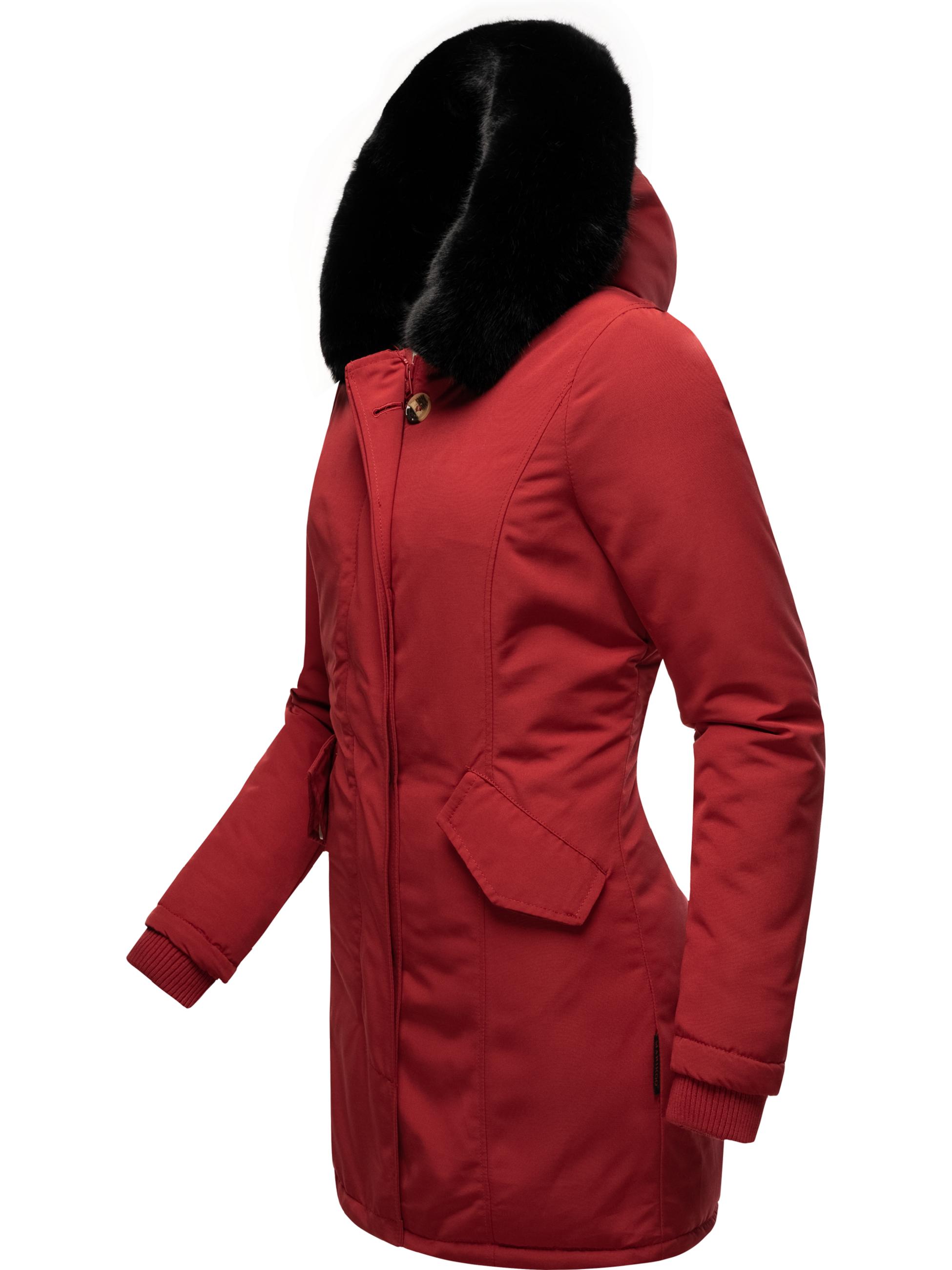 Winterparka mit Kapuze "Karmaa" Blood Red with black fur