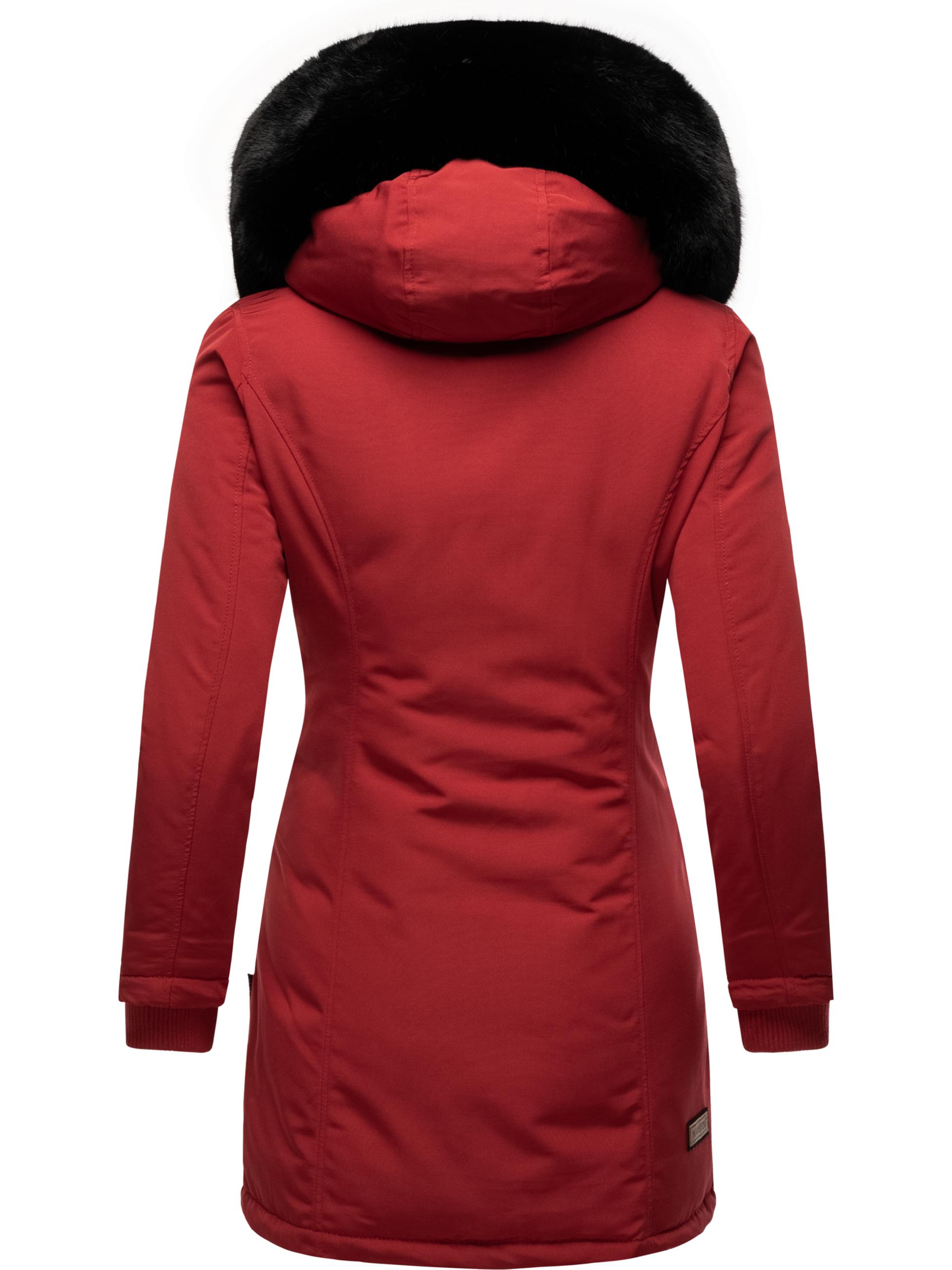 Winterparka mit Kapuze "Karmaa" Blood Red with black fur