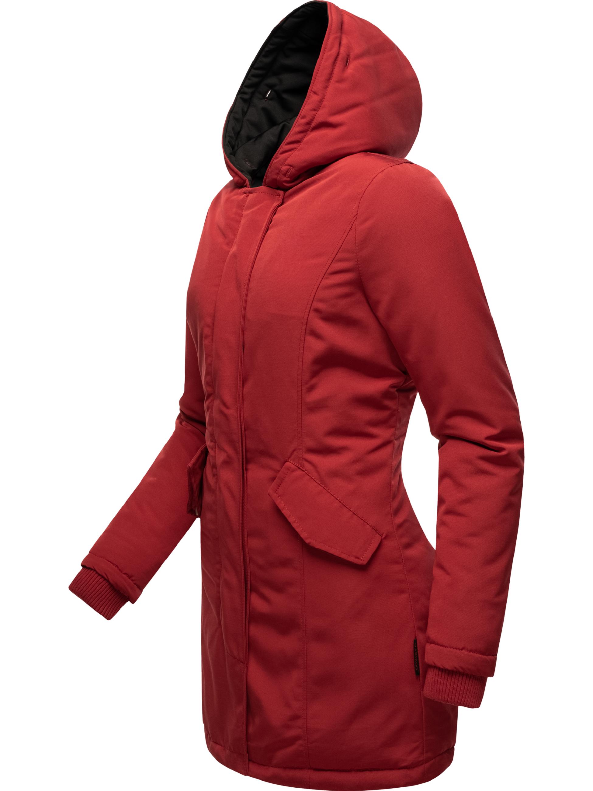 Winterparka mit Kapuze "Karmaa" Blood Red with black fur