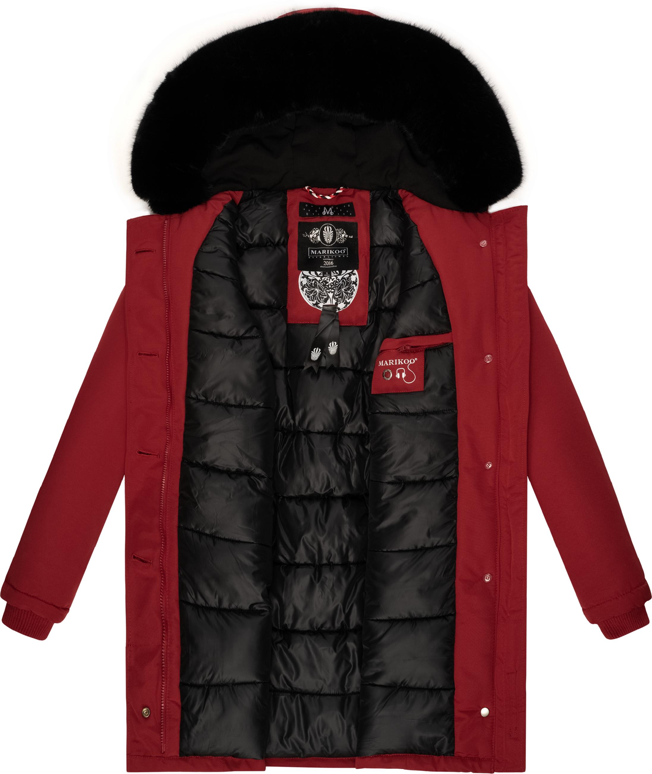 Winterparka mit Kapuze "Karmaa" Blood Red with black fur