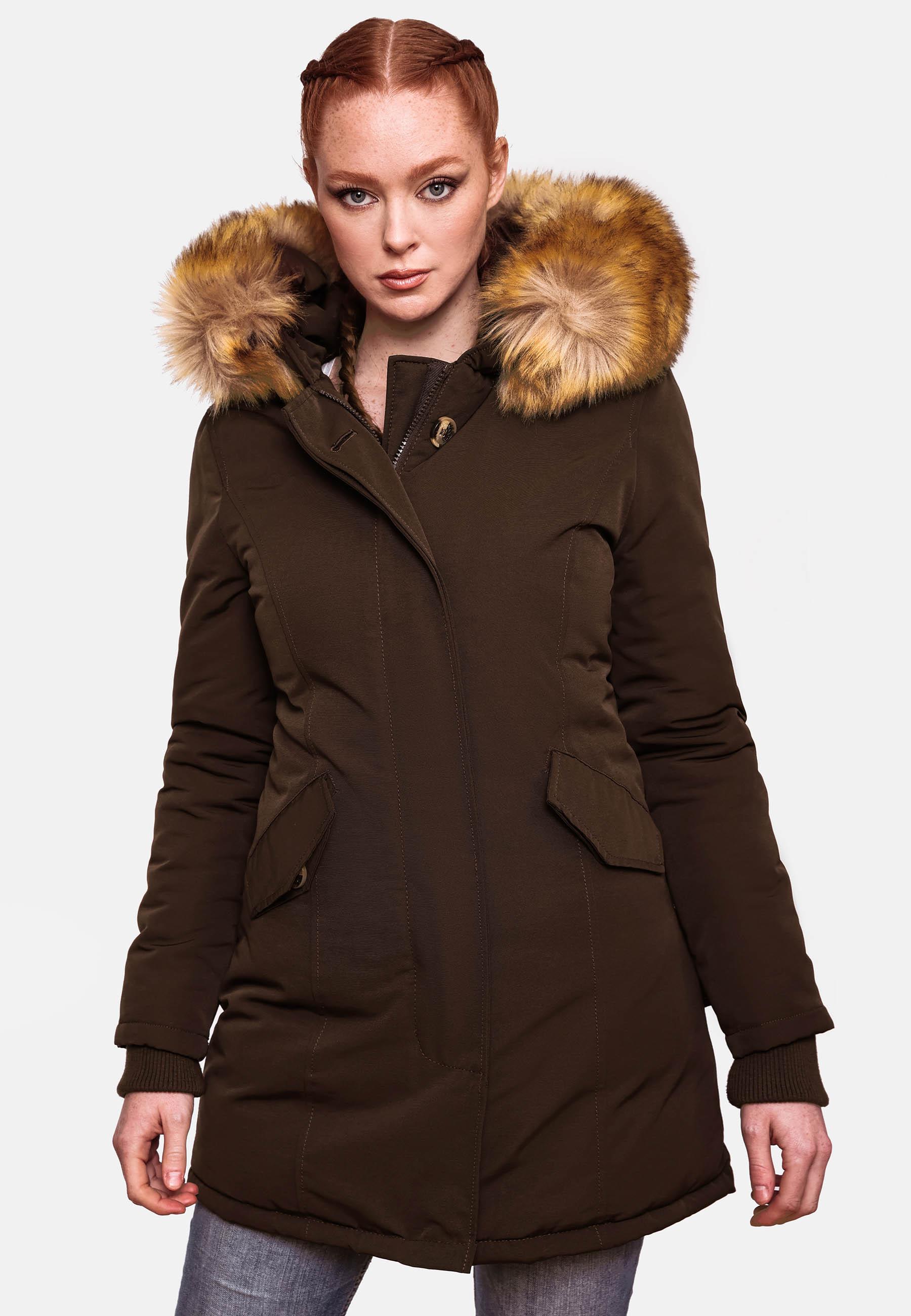 Winterparka mit Kapuze "Karmaa" Dark Choco