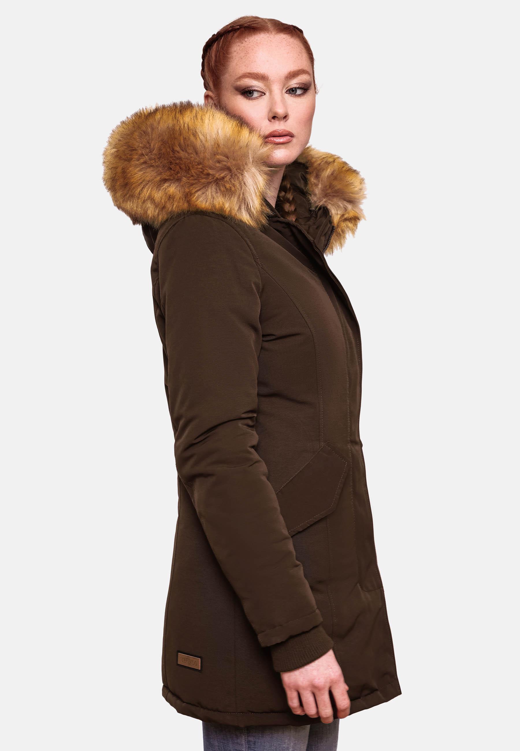 Winterparka mit Kapuze "Karmaa" Dark Choco