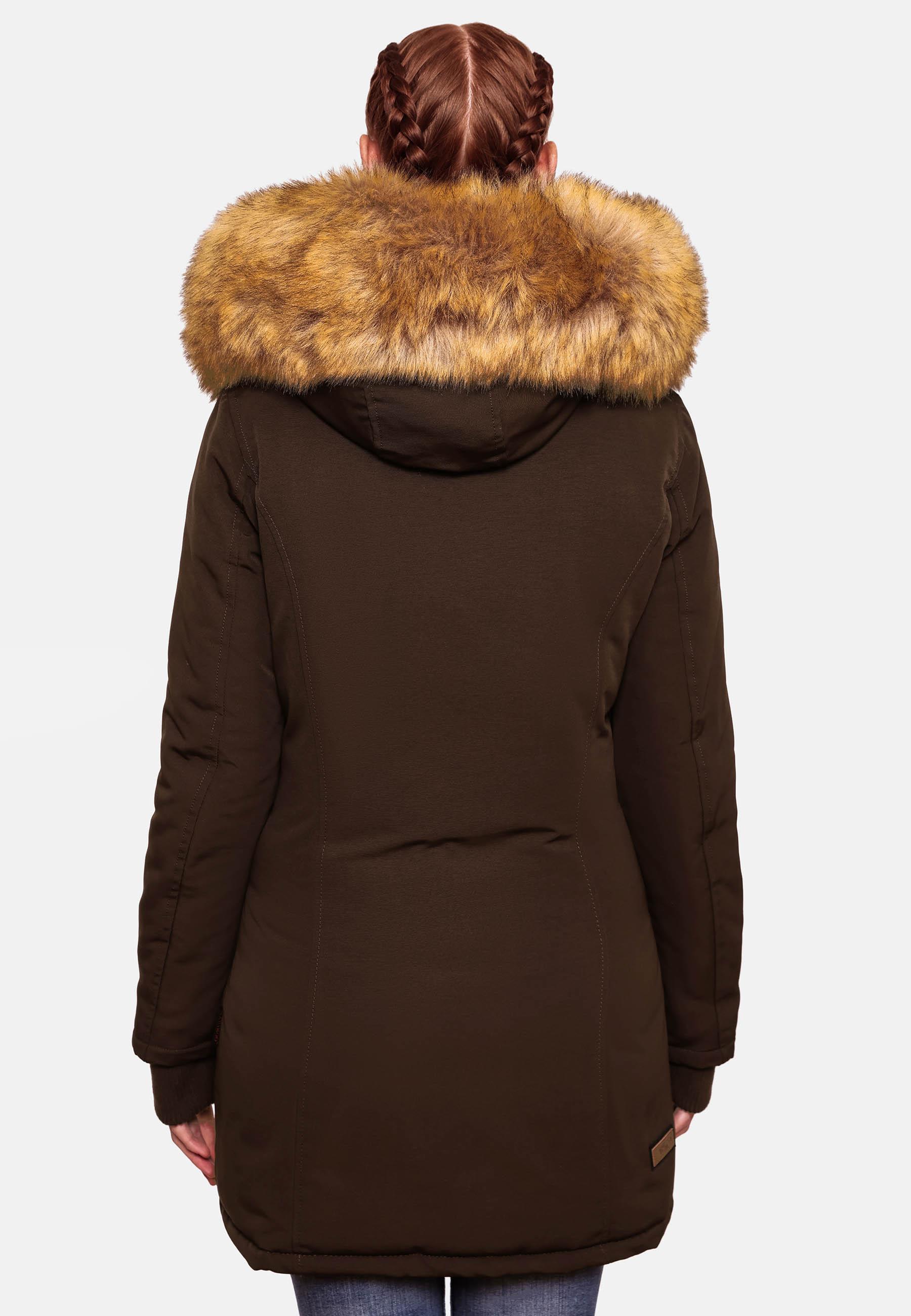 Winterparka mit Kapuze "Karmaa" Dark Choco