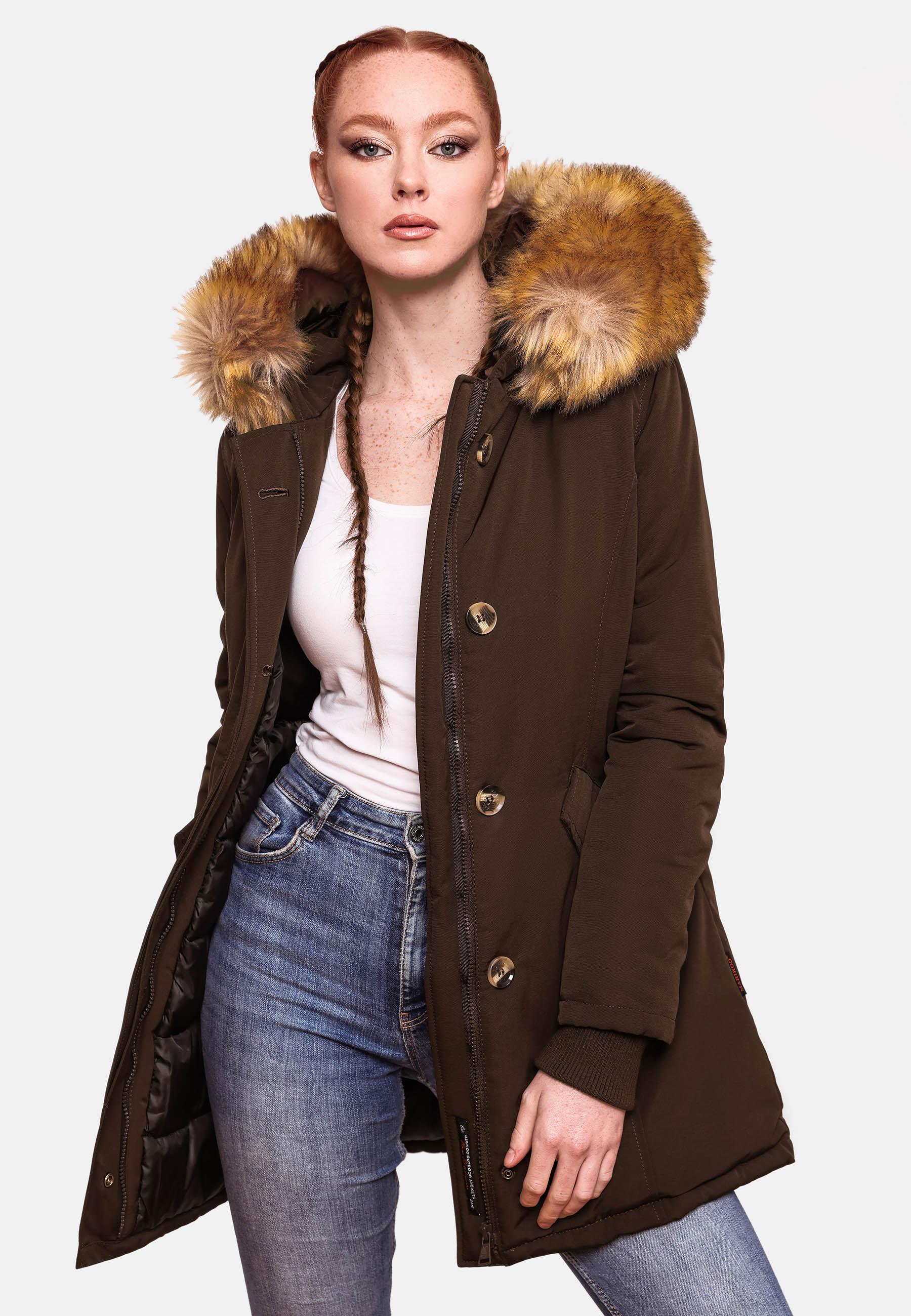 Winterparka mit Kapuze "Karmaa" Dark Choco