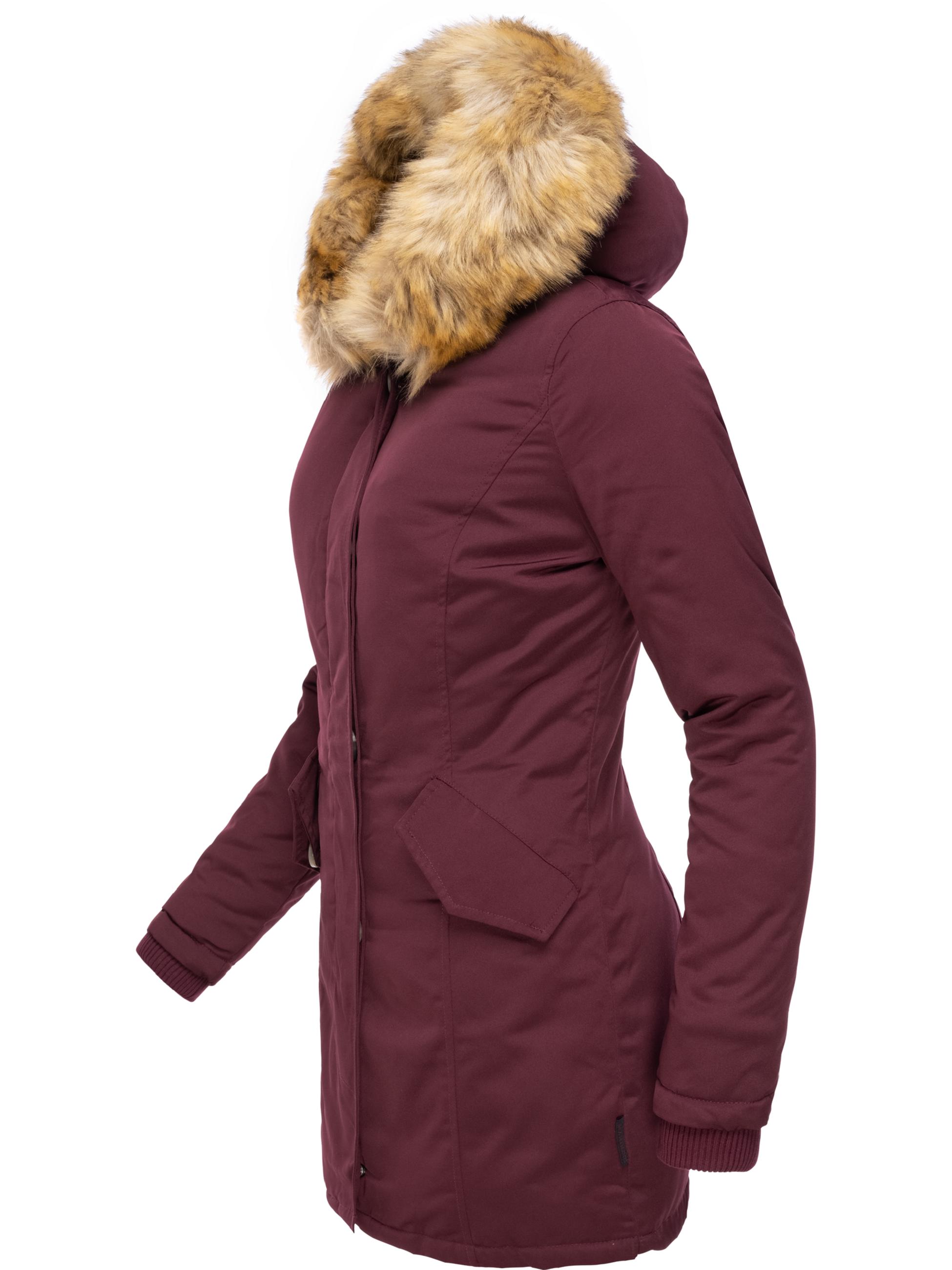 Winterparka mit Kapuze "Karmaa" Weinrot